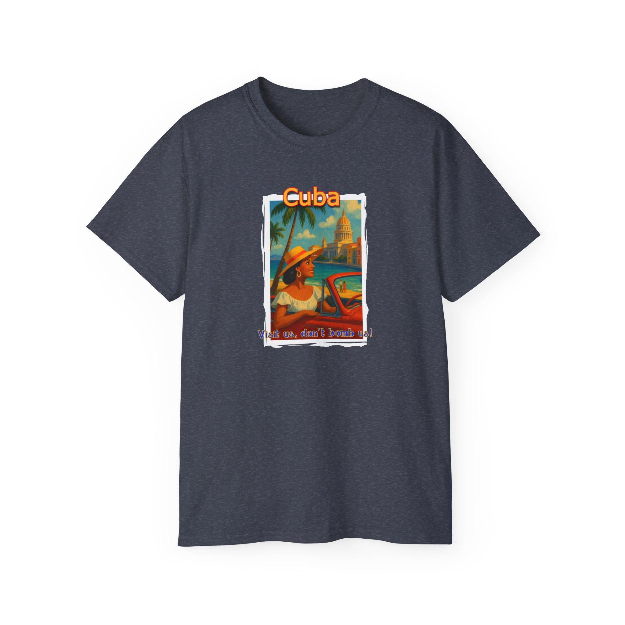 Mid weight cotton T shirt - "Cuba" Vintage Travel Poster Art print