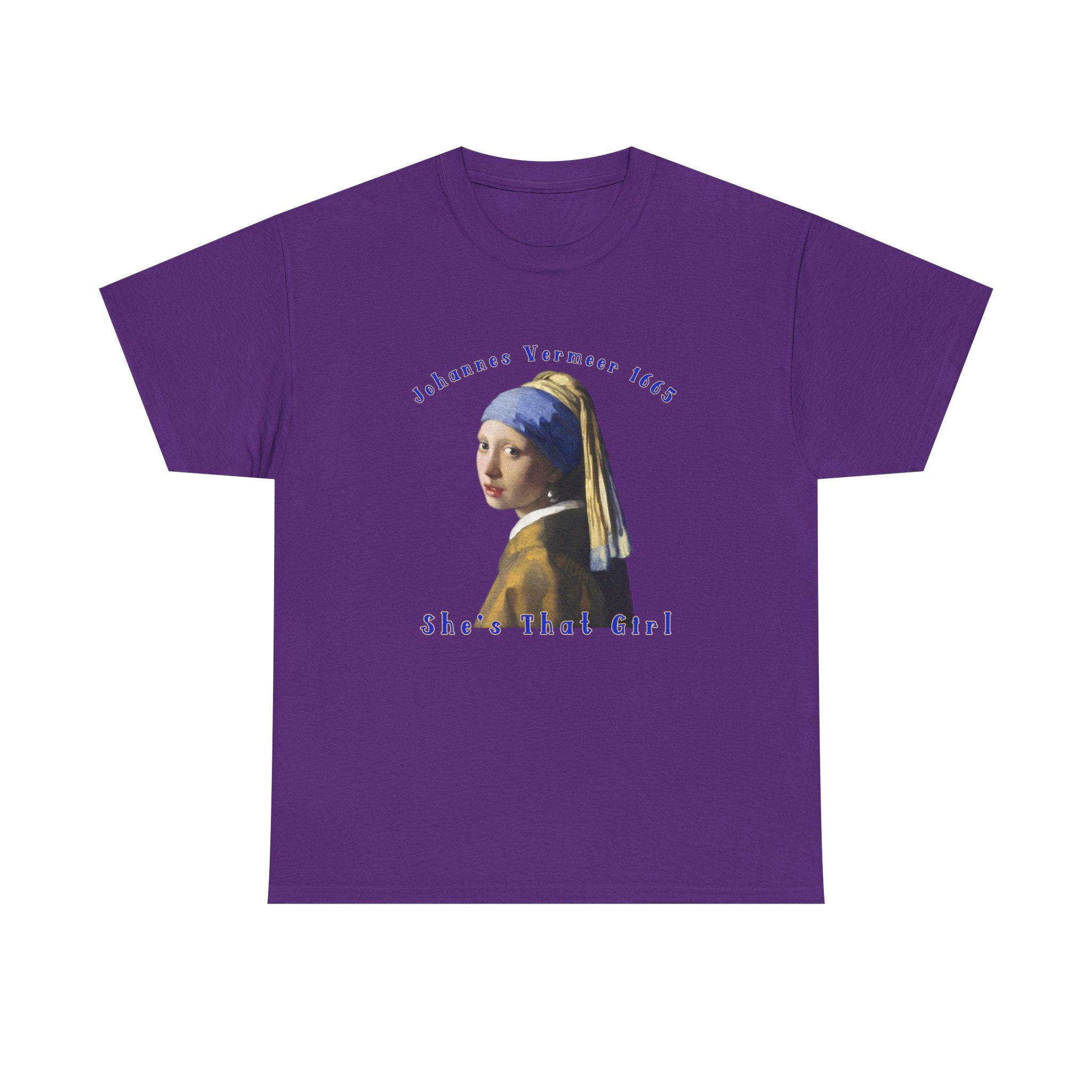 100% Cotton T Shirt with Girl with a Pearl Earring Art print.