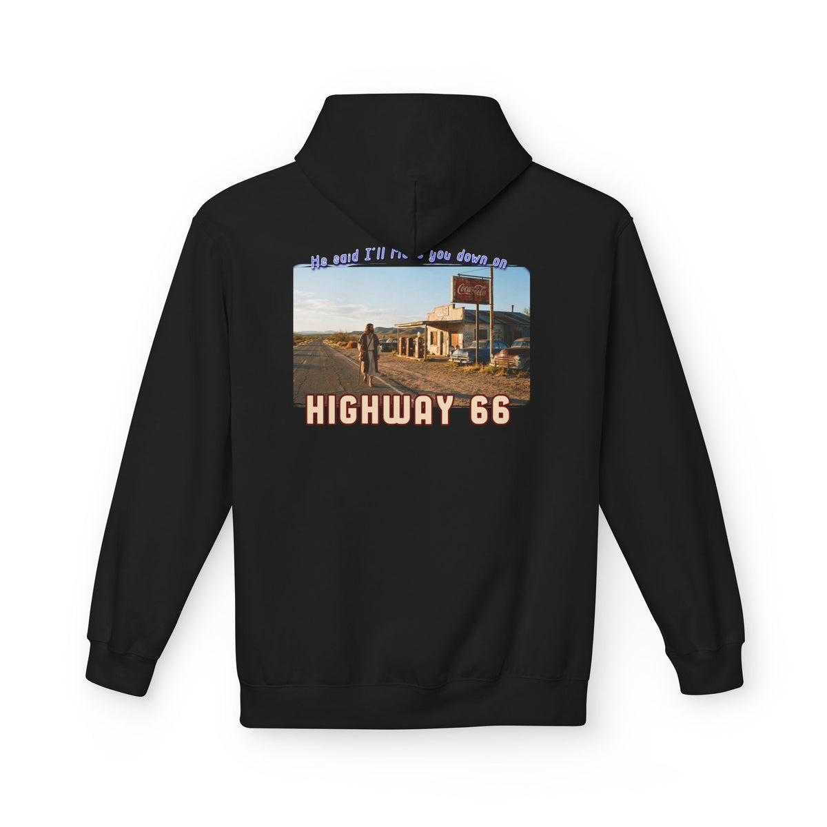 Sweat à capuche — « Highway 66 » vintage pour road trip sur un mélange de coton 80/20.