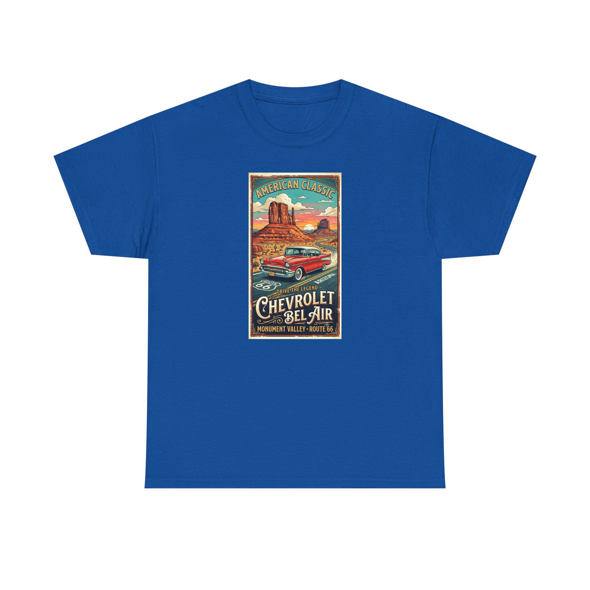 Vintage Chevrolet Bel Air poster Art print on  medium weight 100% cotton T shirt.