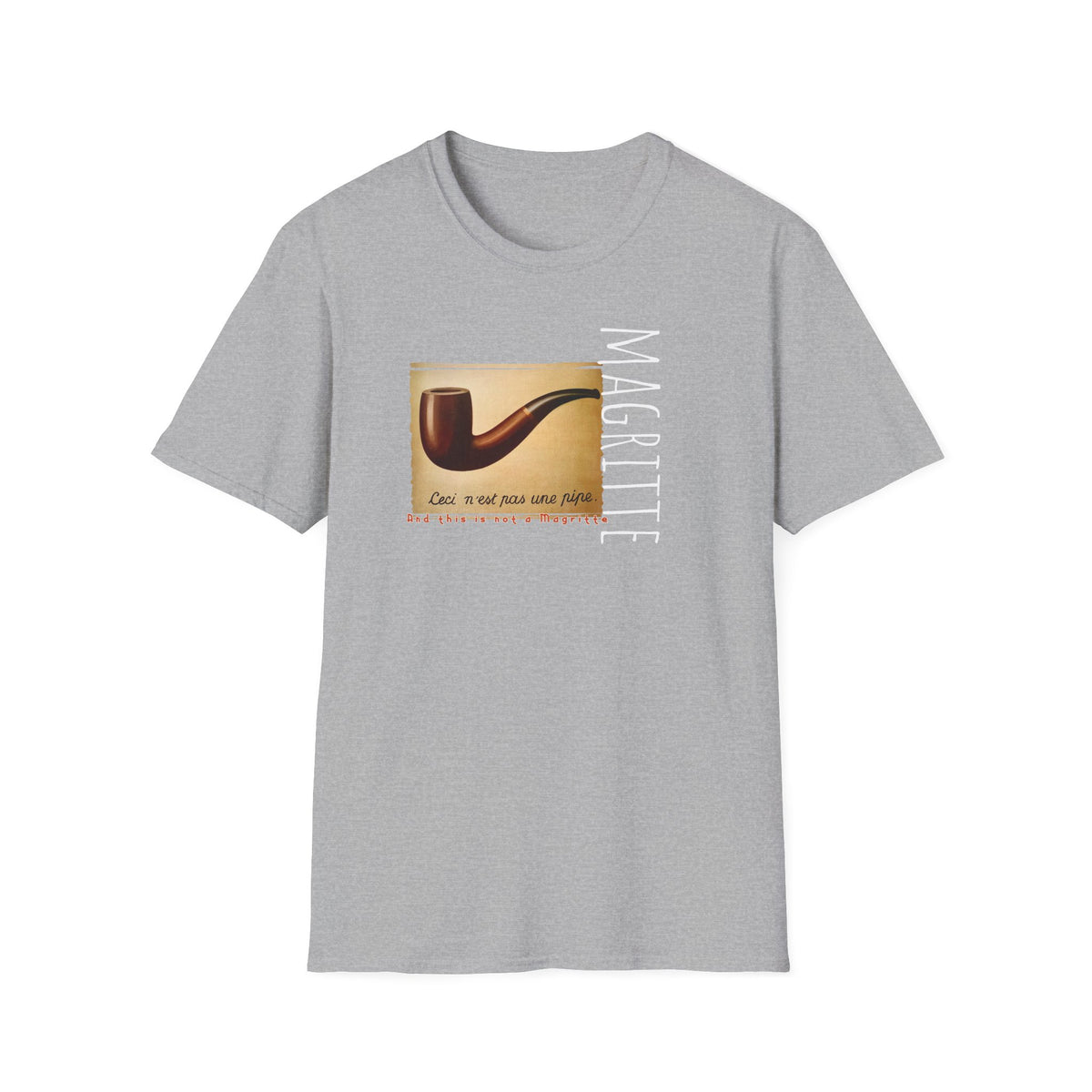 “This is not a Pipe” Surrealist style Art print by Rene Magritte on light weight cotton crew neck T shirt