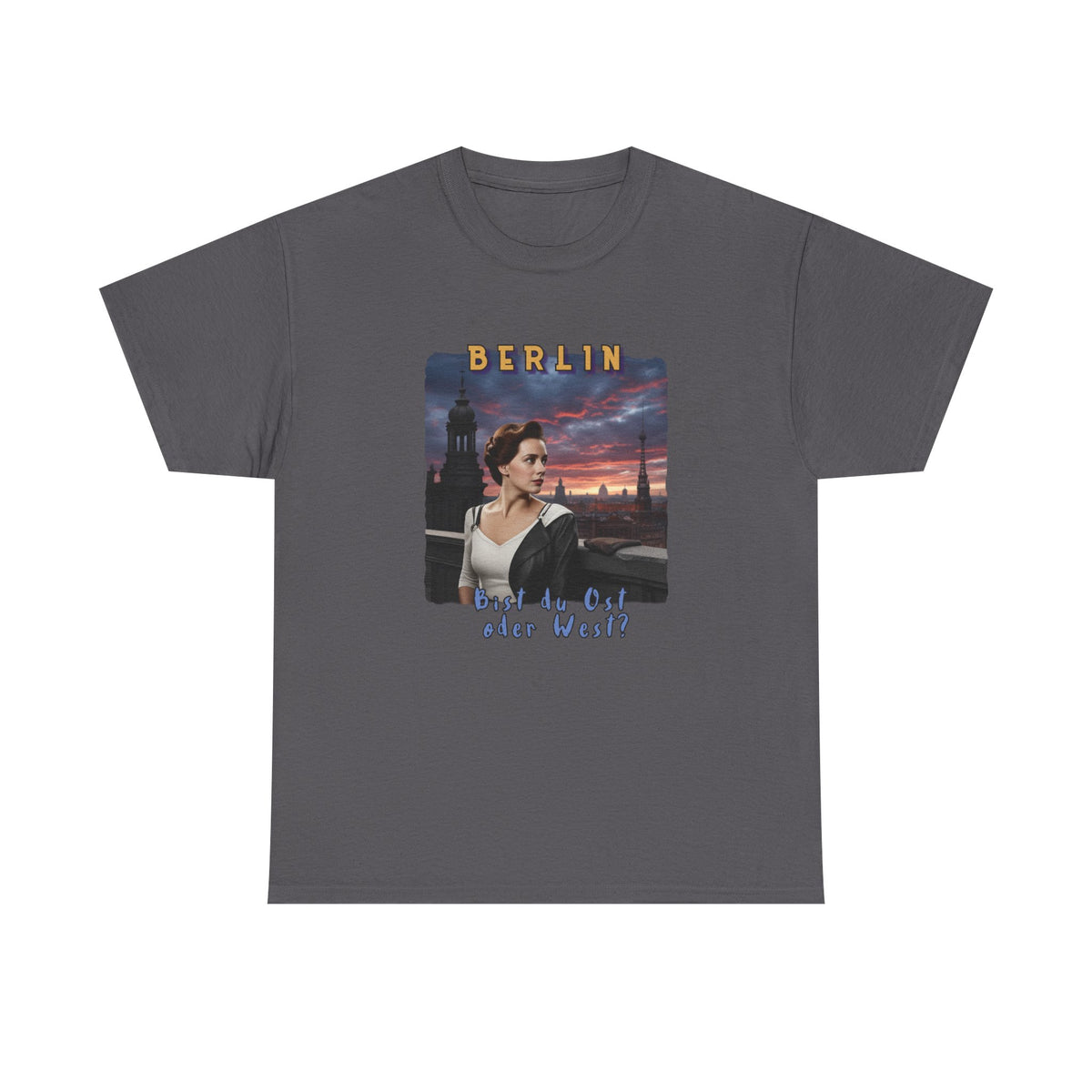"BERLIN" Graphic Art print on Classic soft cotton tee. Remembering the Cold War and the fall of the Wall.