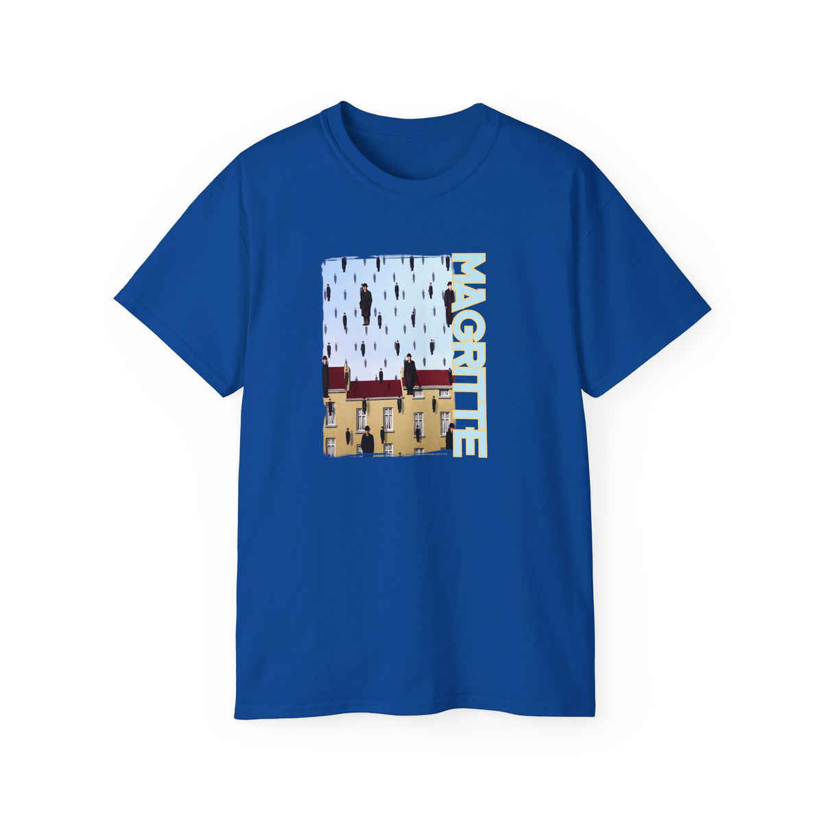 Magritte 'Golconda 1953'  Raining men. Surrealist Art print on  thicker feel soft cotton T shirt.