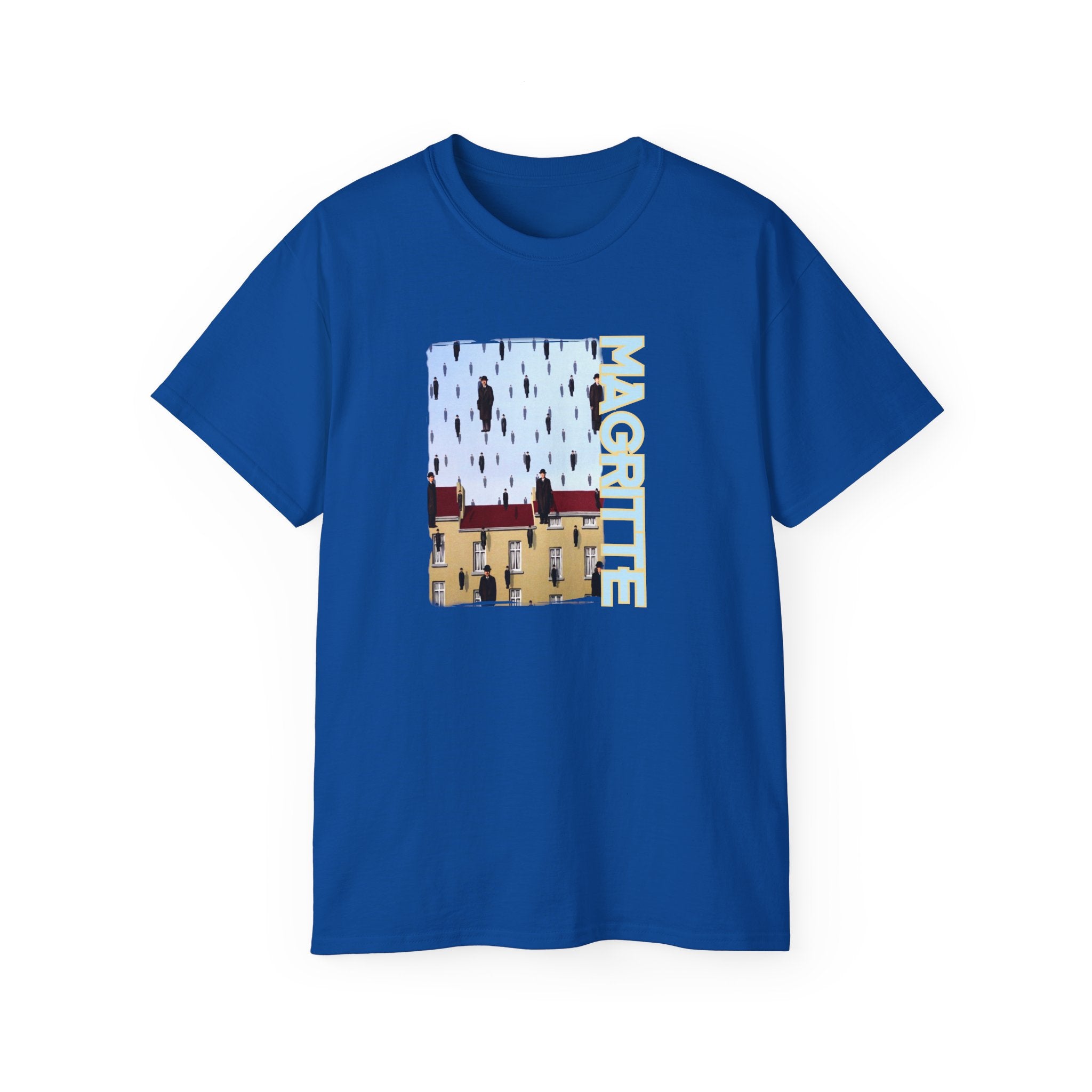 Magritte 'Golconda 1953'  Raining men. Surrealist Art print on  thicker feel soft cotton T shirt.