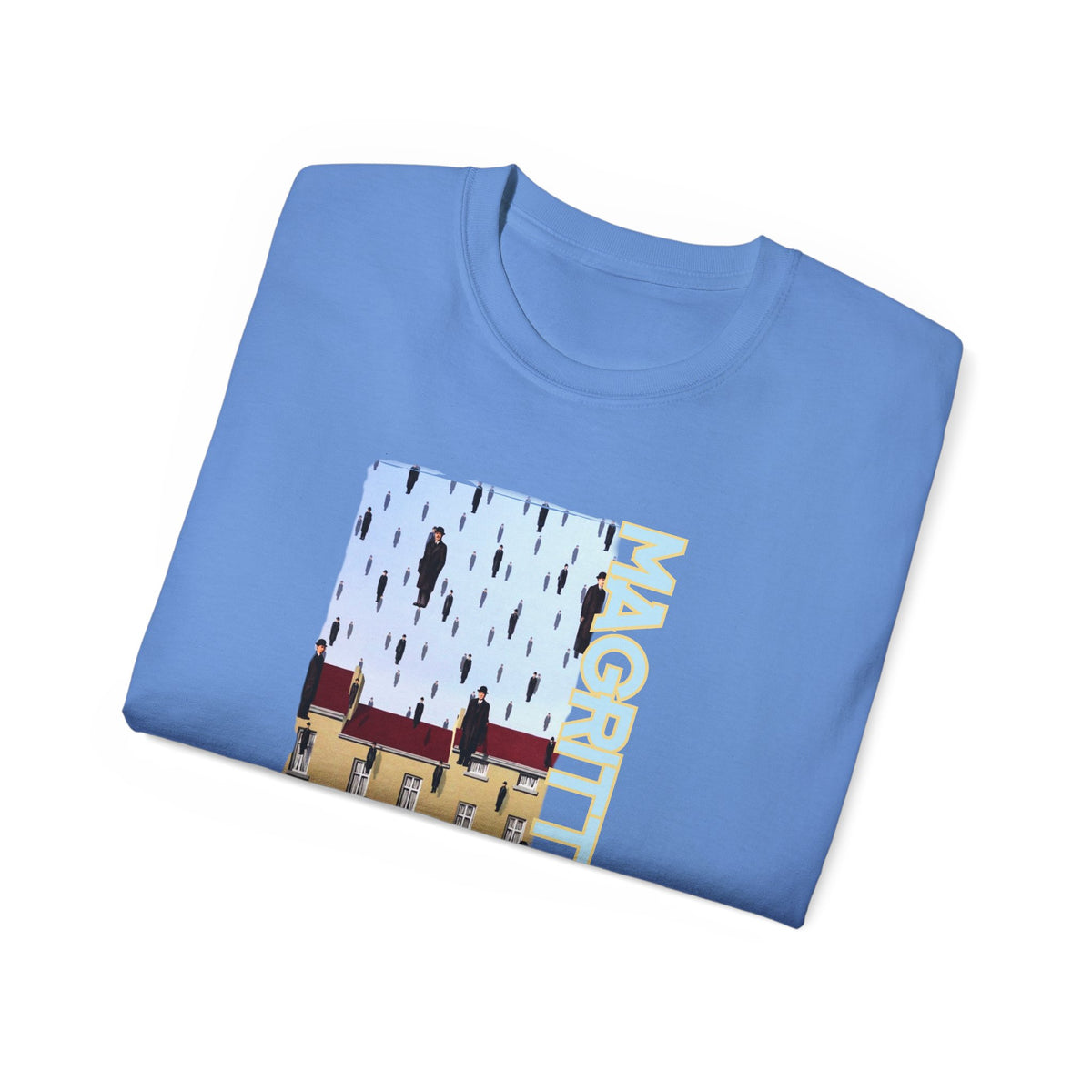 Magritte 'Golconda 1953'  Raining men. Surrealist Art print on  thicker feel soft cotton T shirt.