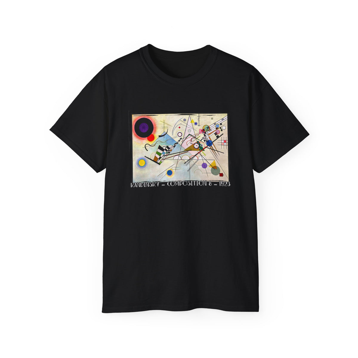 Kandinsky 'Composition8' abstract Art print on vintage feel cotton T shirt.