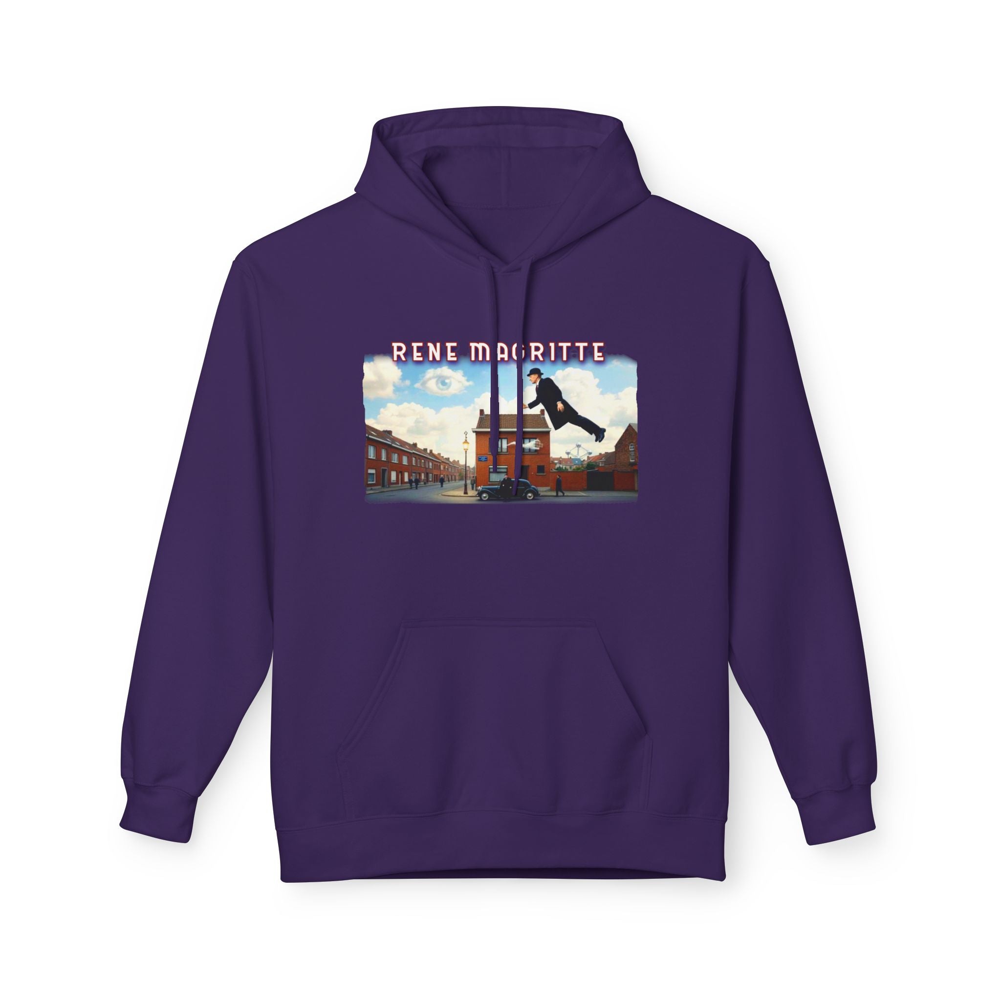 Rene Magritte "Flying Home" surrealist Art print on midweight fleece hoodie.