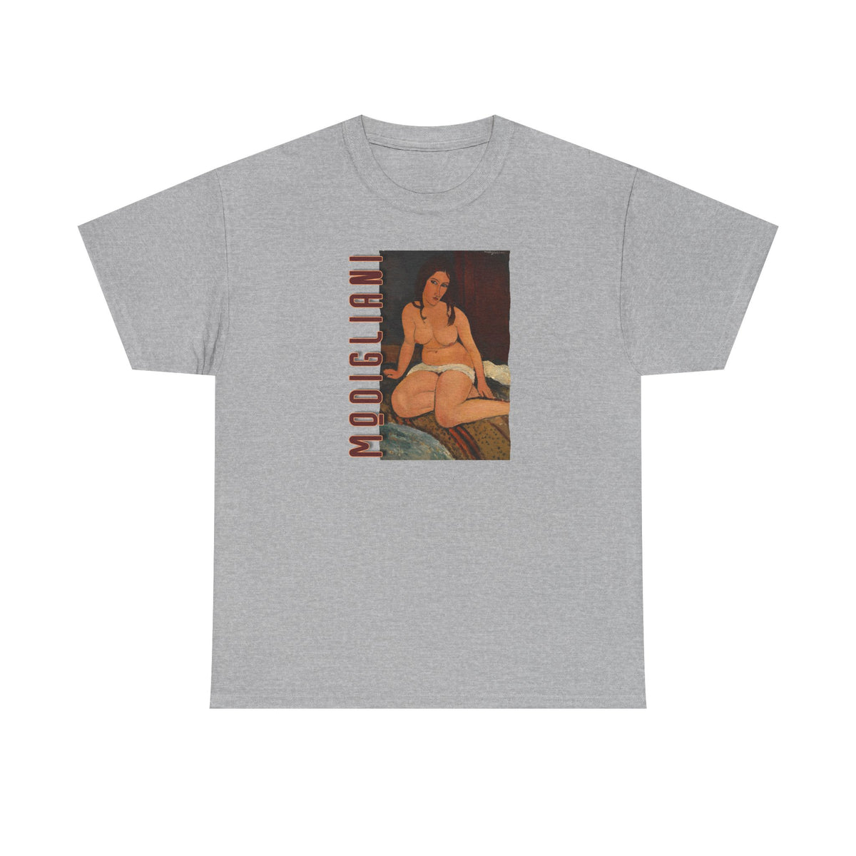 Modigliani nude on Unisex Heavy Cotton Tshirt which I'm sure he'd be pissed at!
