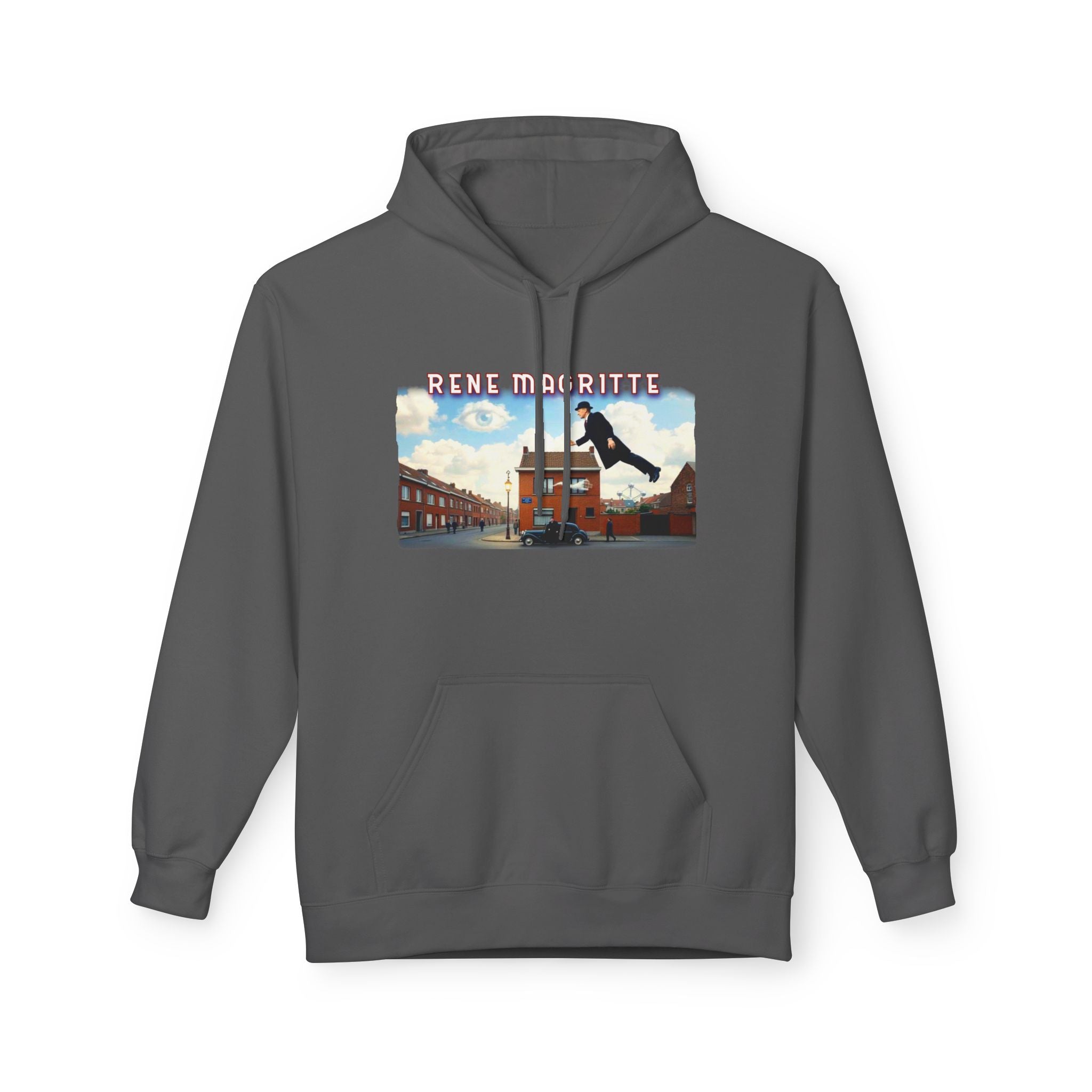 Rene Magritte "Flying Home" surrealist Art print on midweight fleece hoodie.