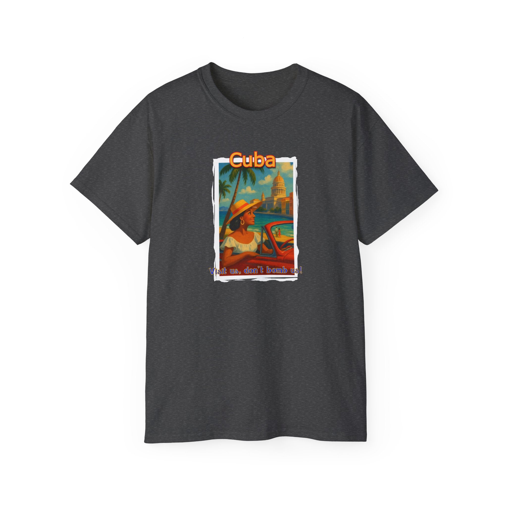 Mid weight cotton T shirt - "Cuba" Vintage Travel Poster Art print