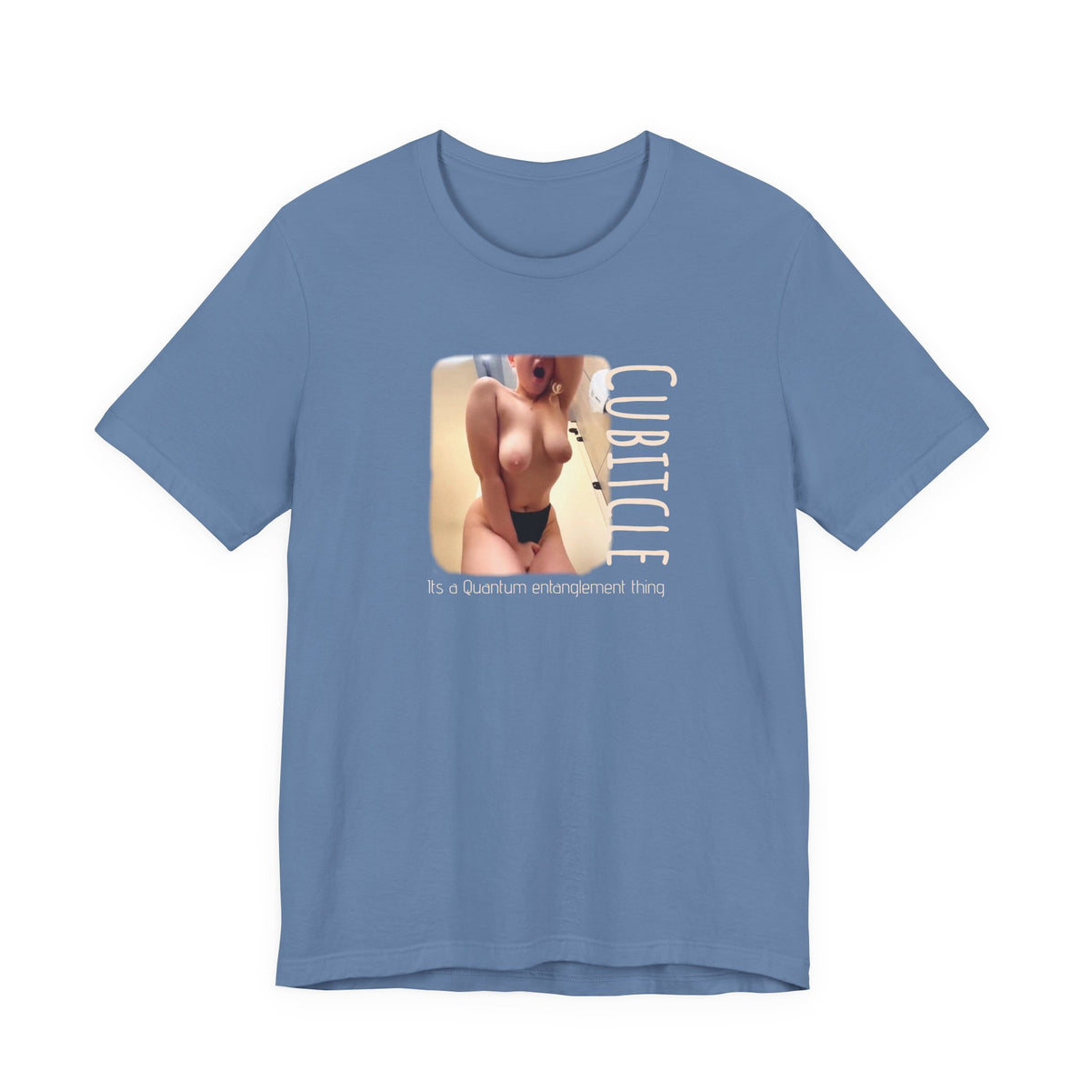 Unisex Jersey Short Sleeve Tee with Cubitcle Quantum nude.