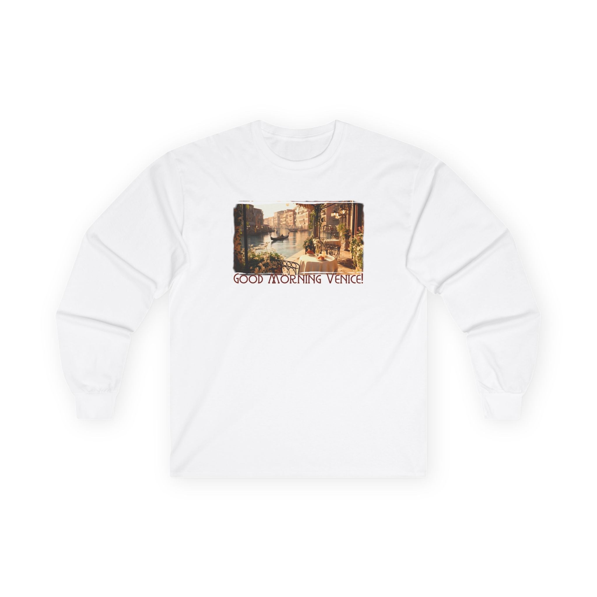 100% cotton Long Sleeve Tee — "Good Morning Venice" Vintage Art print