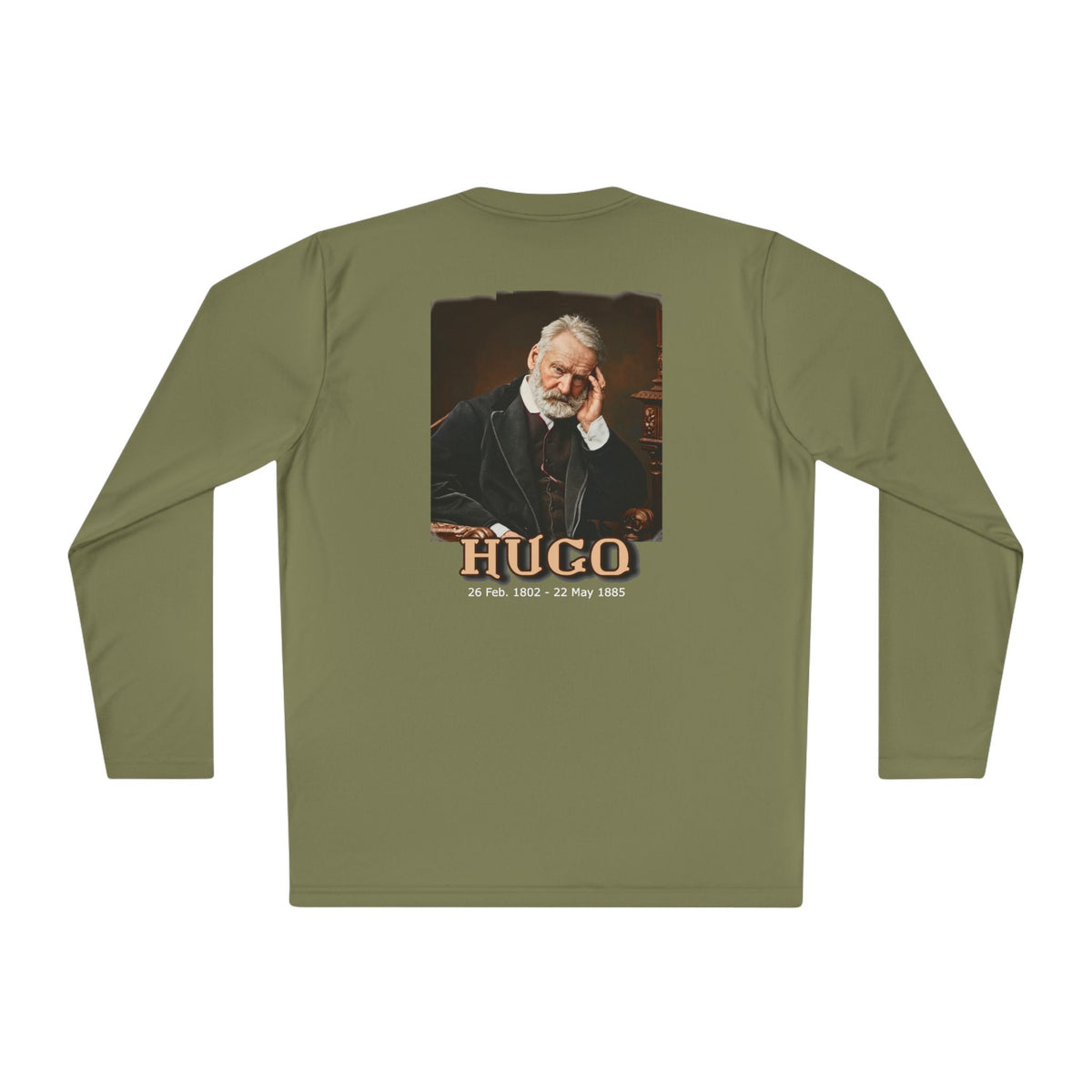 Victor Hugo Art print on the back of a Long Sleeve Lightweight Tee