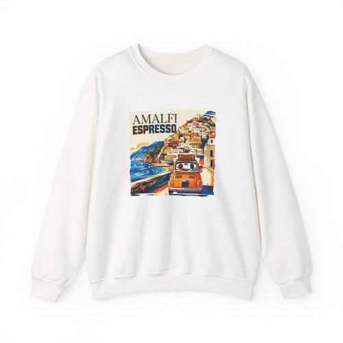 'Amalfi Espresso' pop poster Art print on  Crewneck 50/50 cotton blend Sweatshirt.