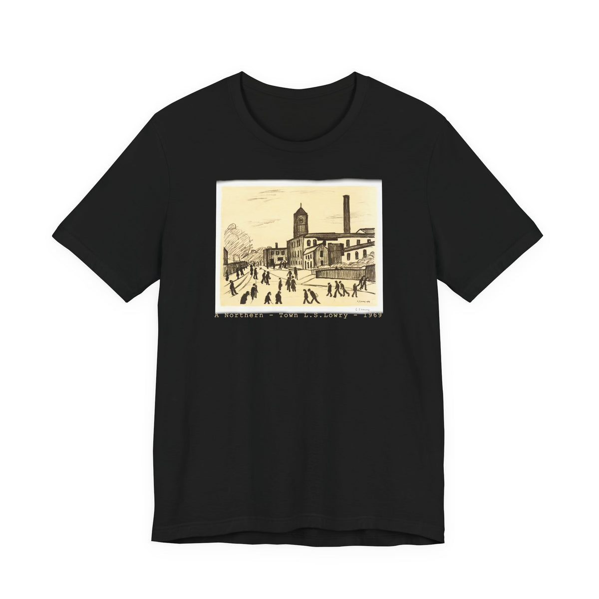 A Northern Town. Art print of L S Lowry on 100% lightweight cotton T shirt.