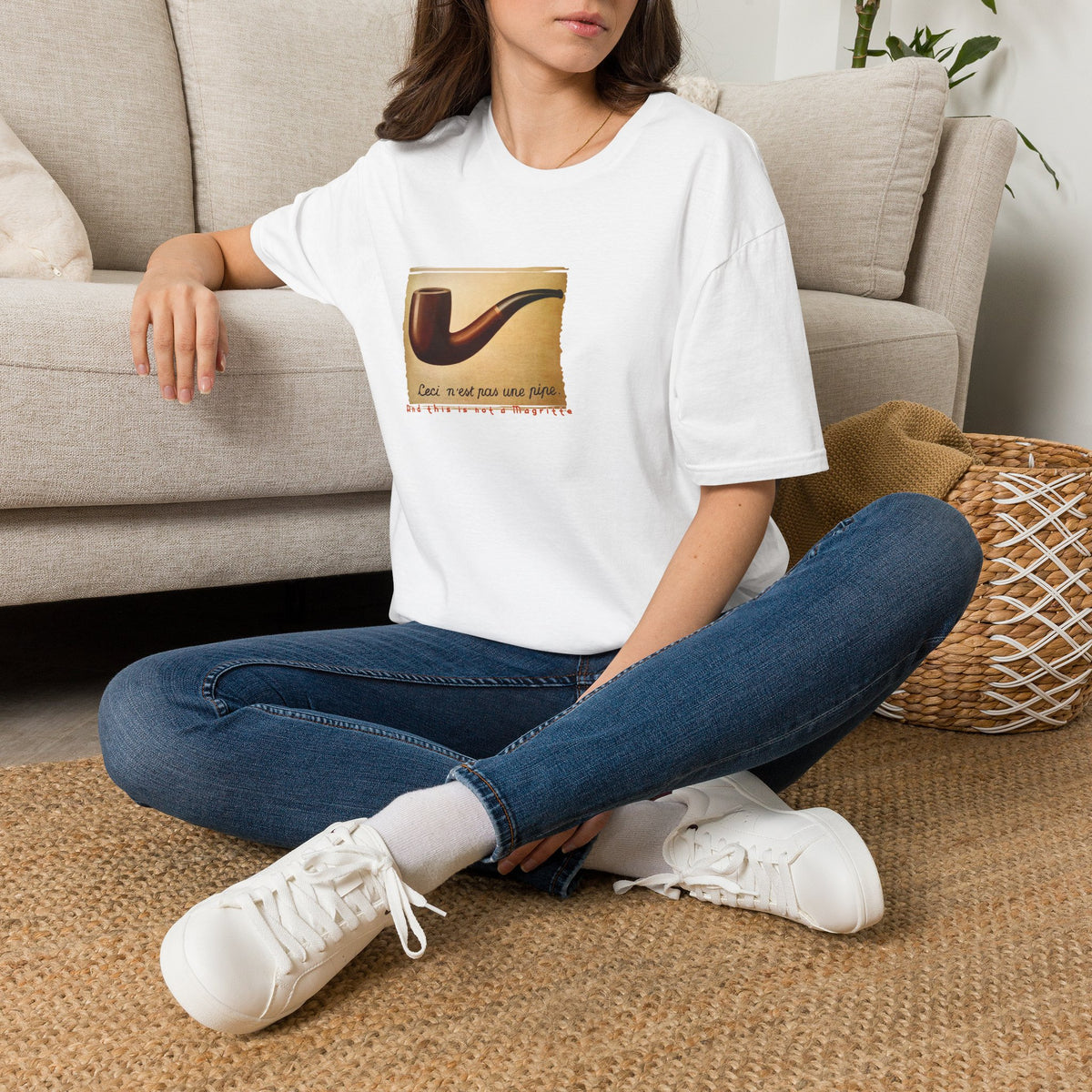“This is not a Pipe” Surrealist style Art print by Rene Magritte on light weight cotton crew neck T shirt