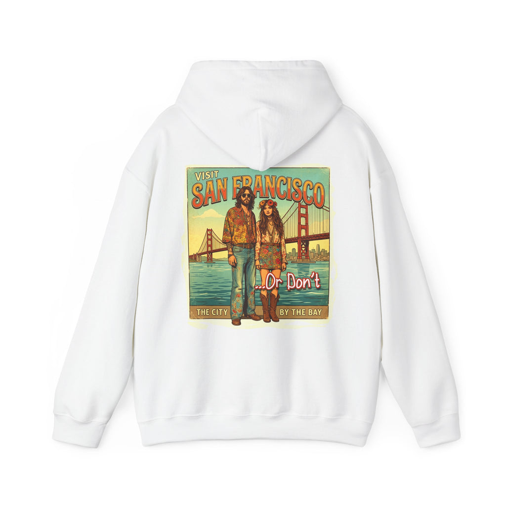 - 'Visit San Francisco' Retro Travel hoodie with Art print.