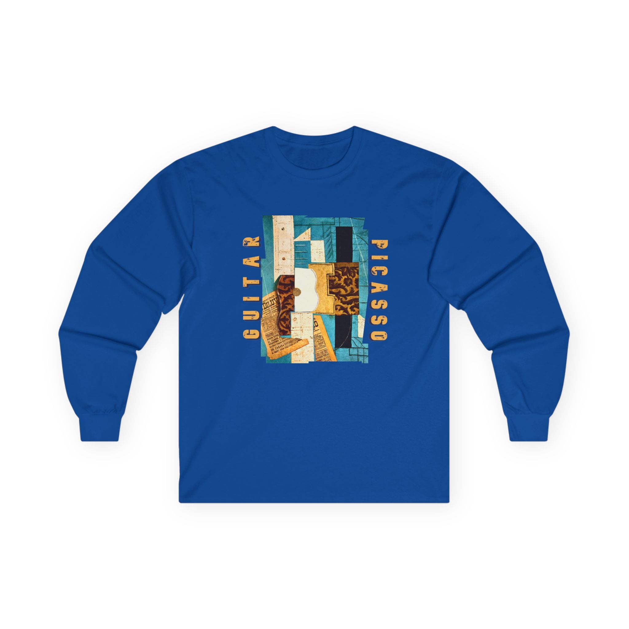 A vintage heavy feel Long Sleeve Tee —with "Picasso Guitar" Art print