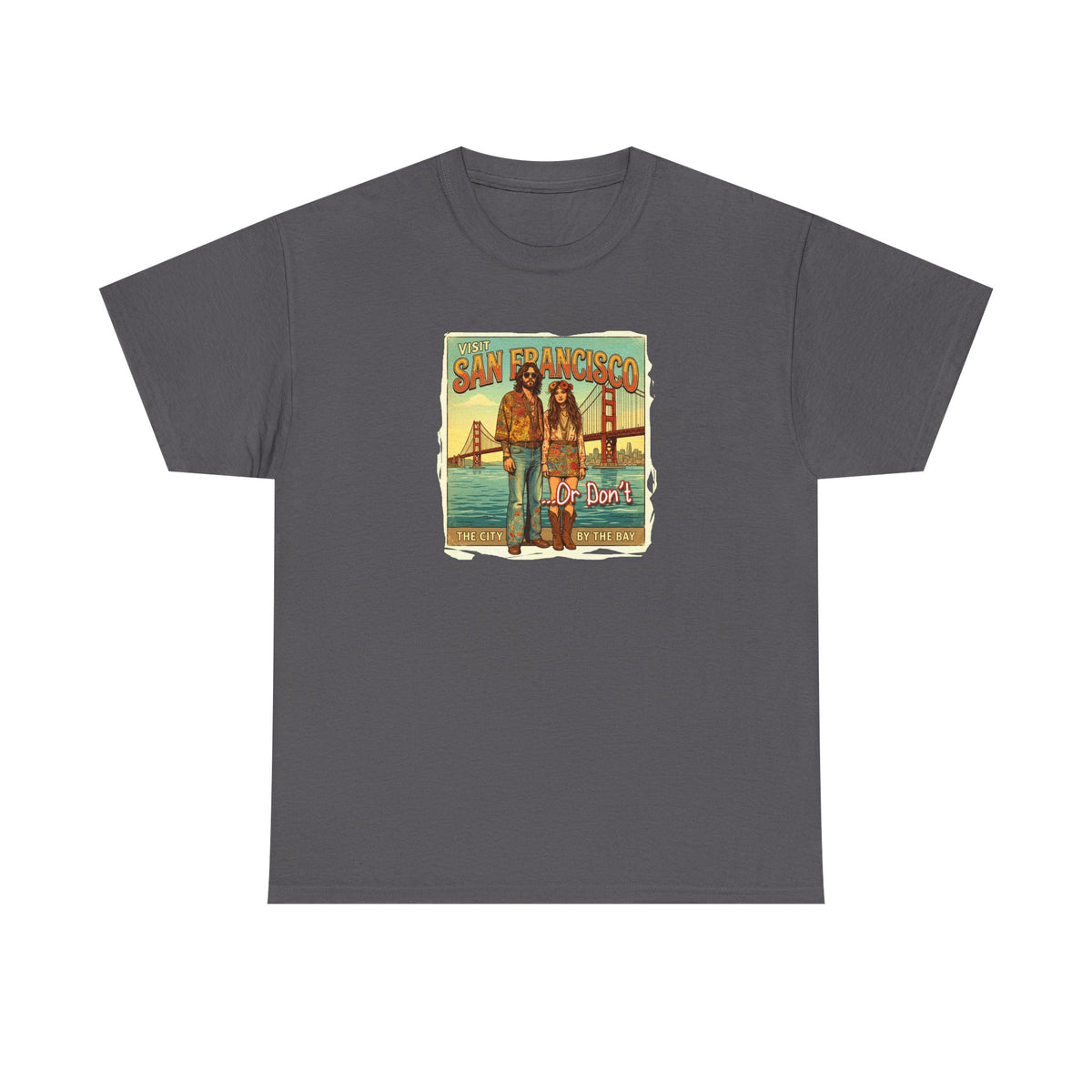 T-shirt 100 % coton de poids moyen, motif vintage « Visit San Francisco » « Ou pas ».