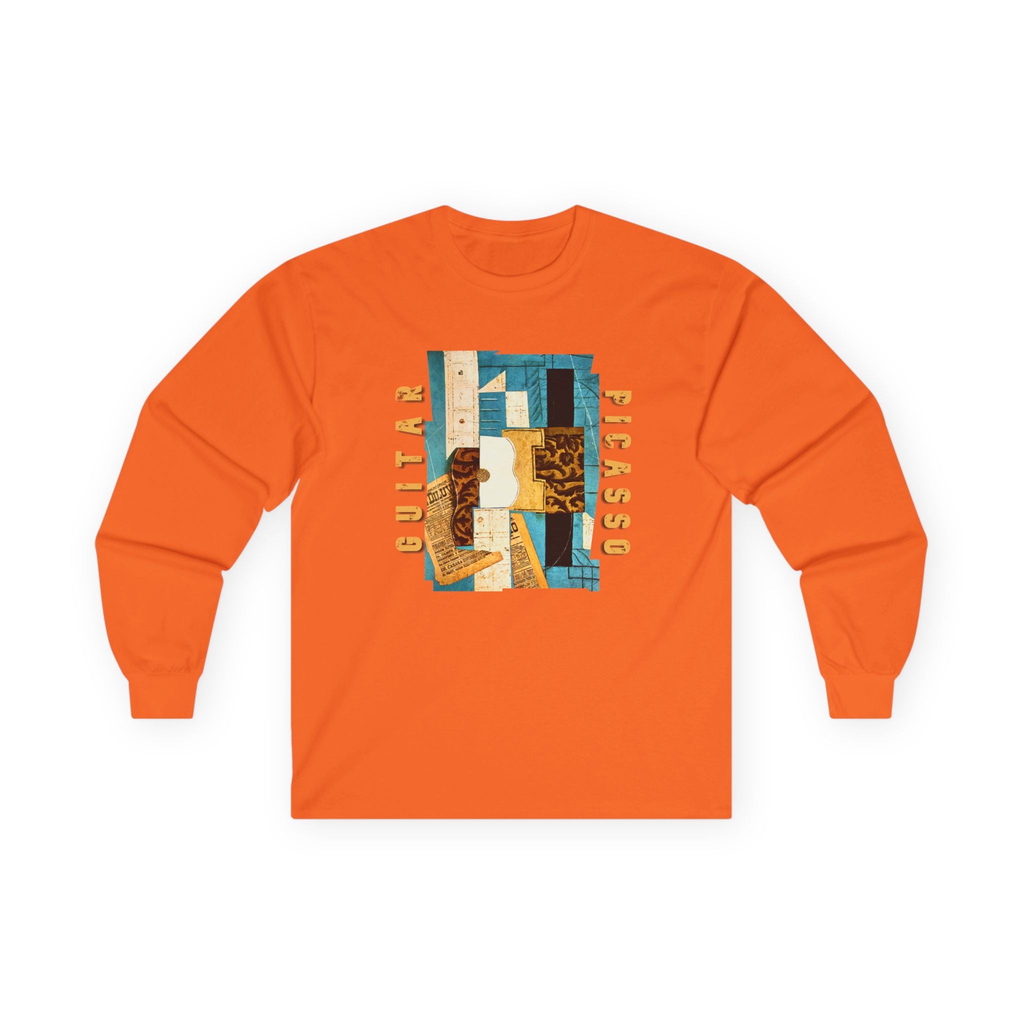 A vintage heavy feel Long Sleeve Tee —with "Picasso Guitar" Art print