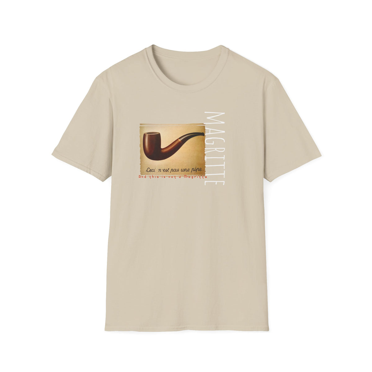 “This is not a Pipe” Surrealist style Art print by Rene Magritte on light weight cotton crew neck T shirt