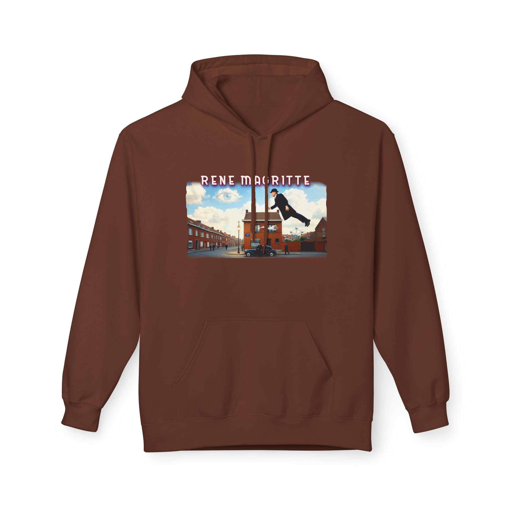 Rene Magritte "Flying Home" surrealist Art print on midweight fleece hoodie.