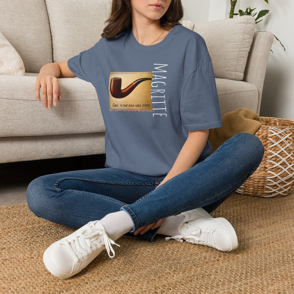 “This is not a Pipe” Surrealist style Art print by Rene Magritte on light weight cotton crew neck T shirt