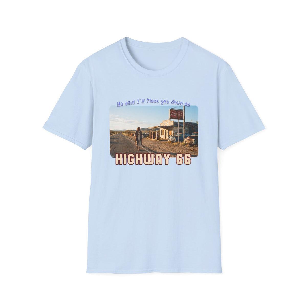 Le Roi sur la Route 66 - Impression d'art sur T-shirt en coton léger
