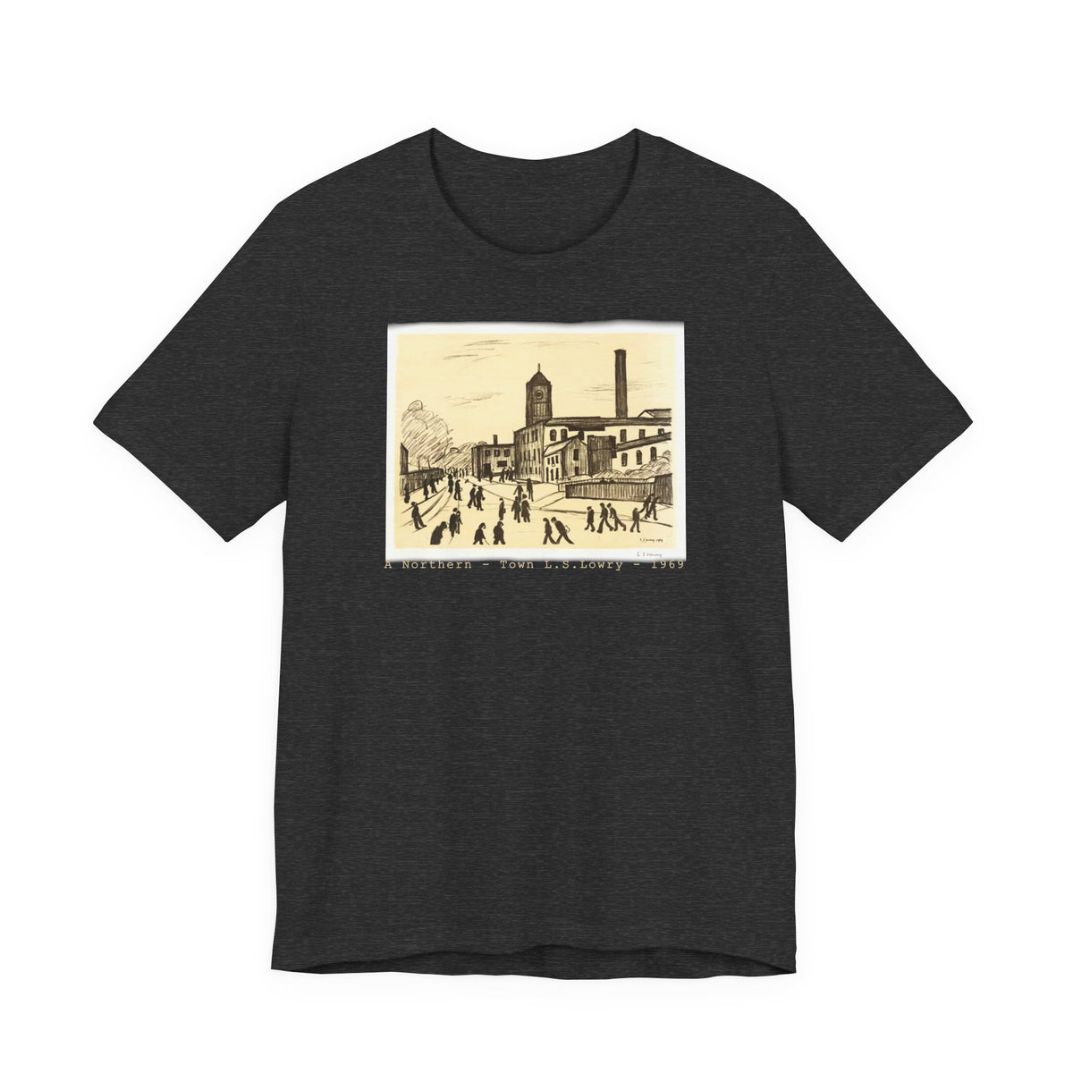 A Northern Town. Art print of L S Lowry on 100% lightweight cotton T shirt.