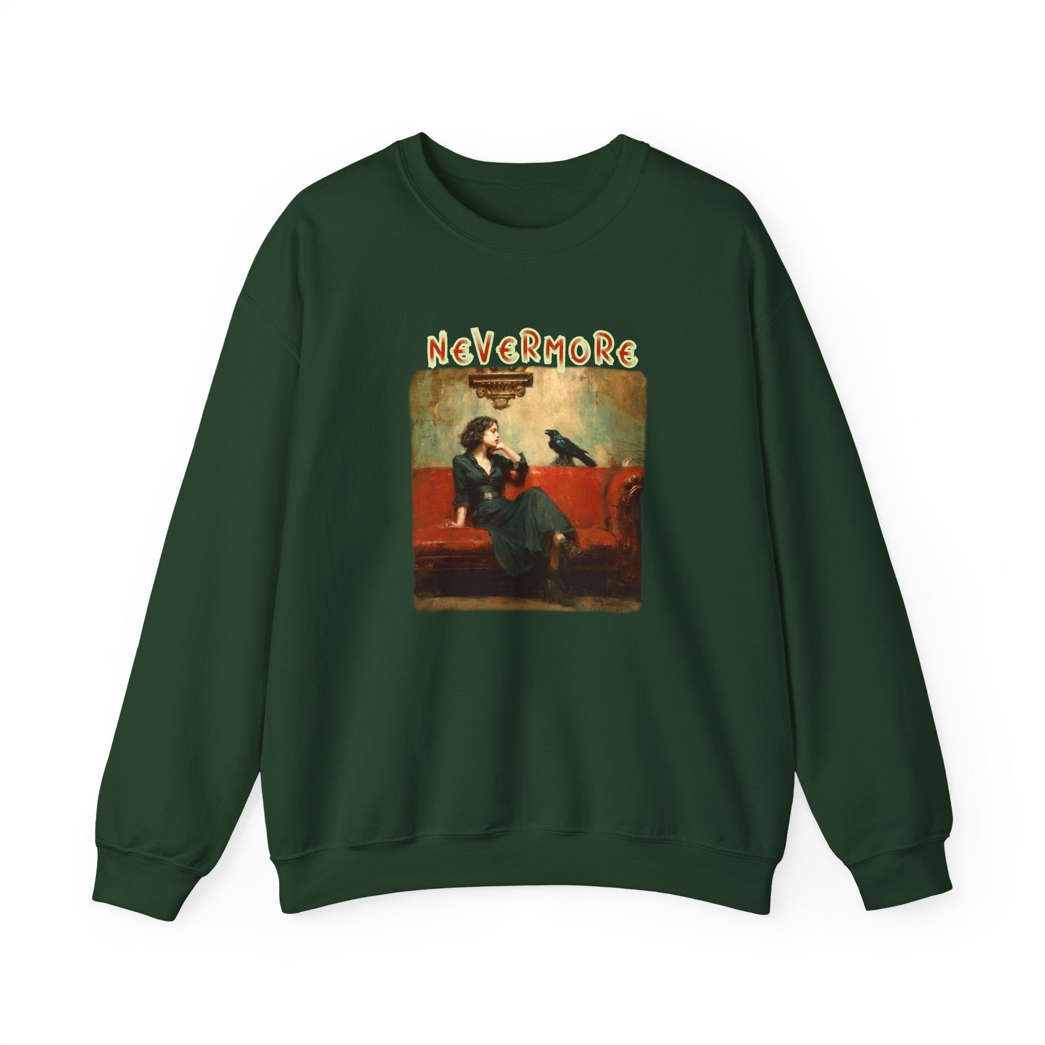 Crewneck Sweatshirt — 'Nevermore' Raven Poe Art Pullover