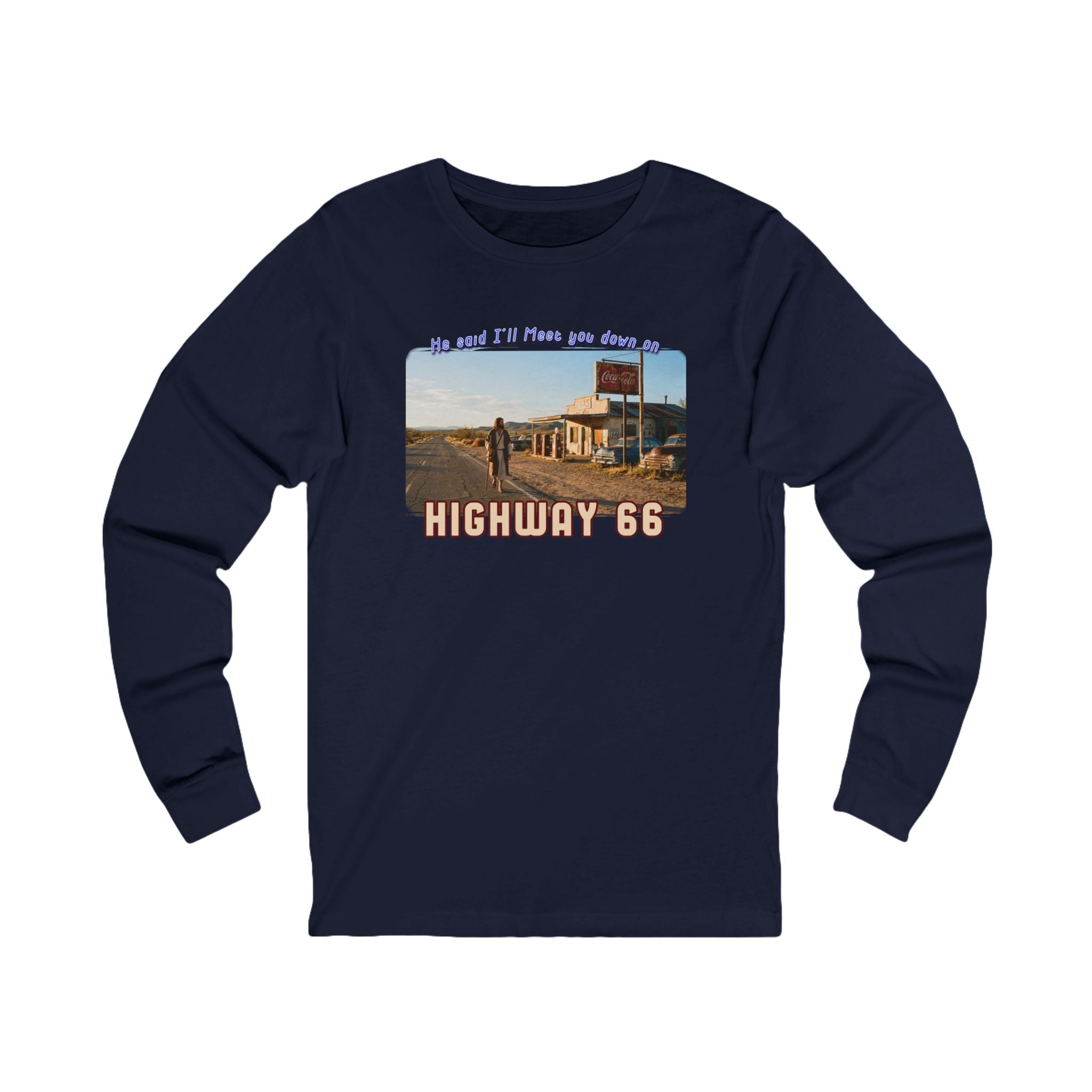 The King on Highway 66  on Ring Spun cotton Long Sleeve Tee —