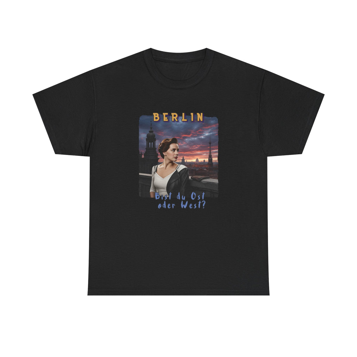 "BERLIN" Graphic Art print on Classic soft cotton tee. Remembering the Cold War and the fall of the Wall.