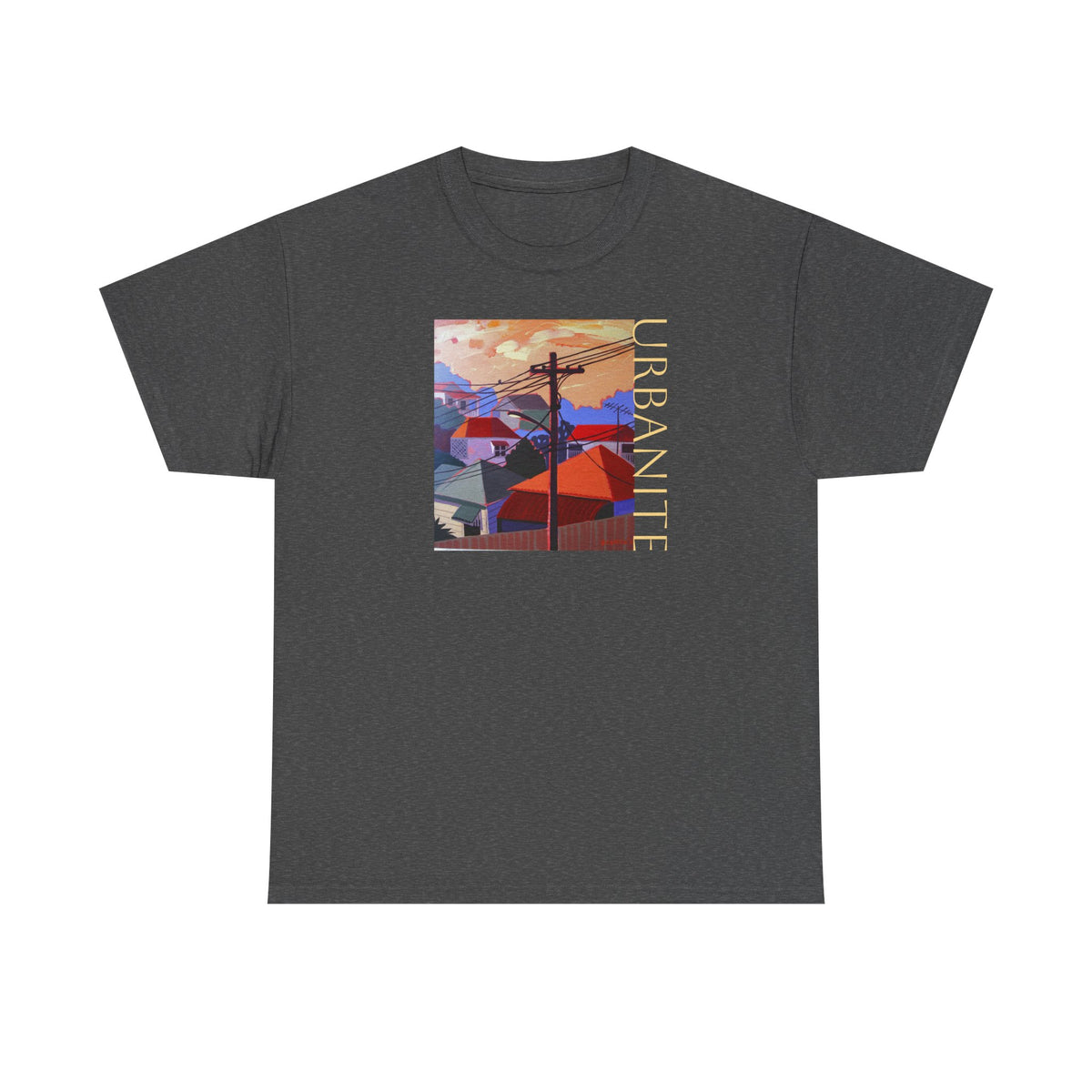Urbanite Art print of old Queenslander houses on midweight cotton T shirt