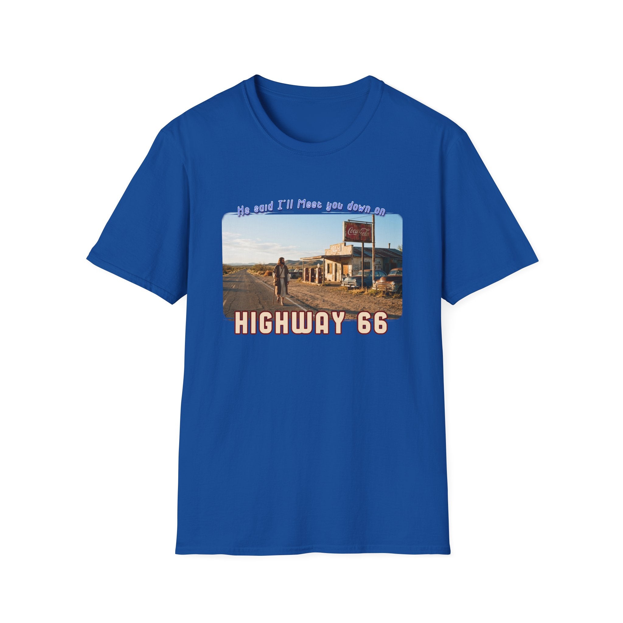 The King on Highway 66 Art print on Lightweight cotton T-Shirt