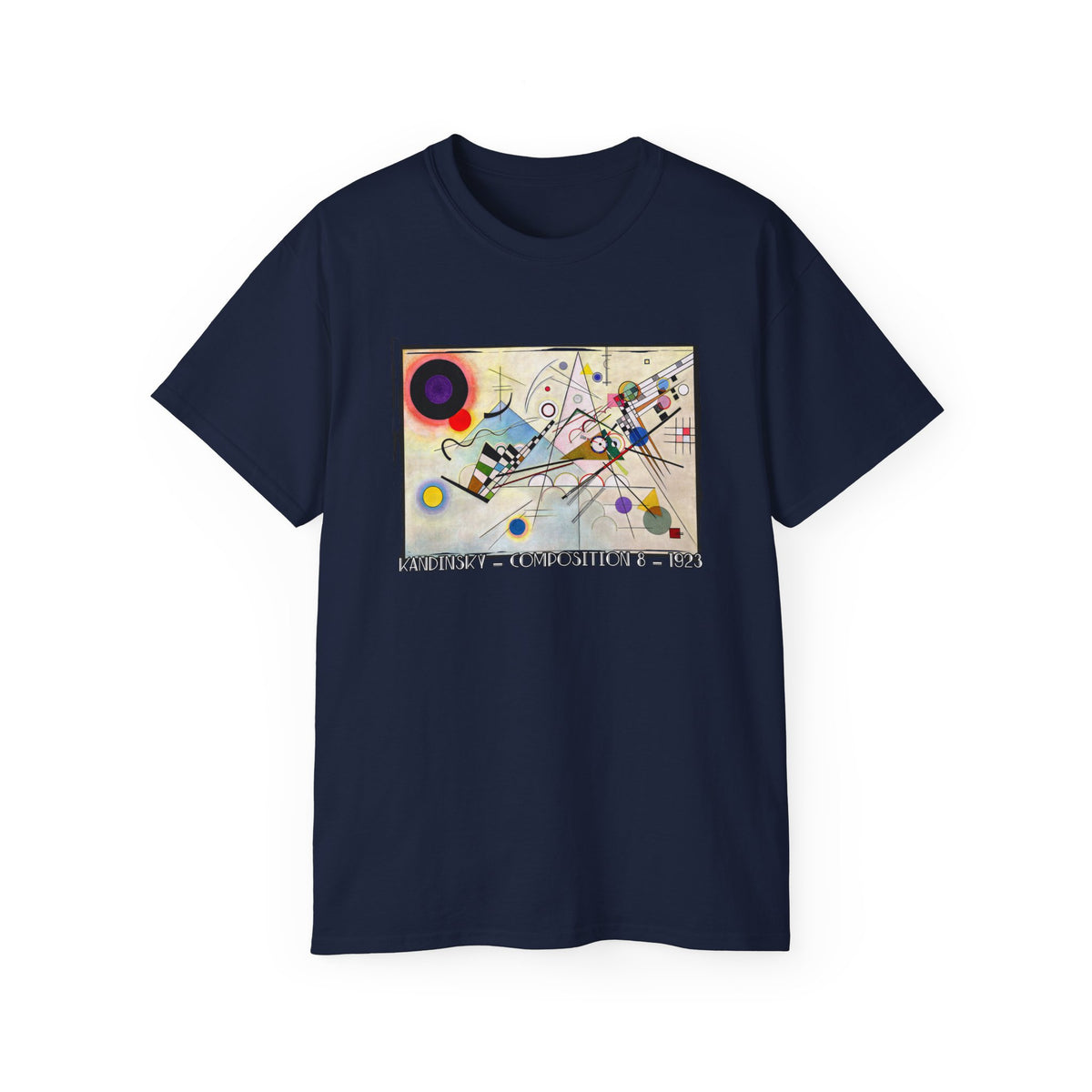Kandinsky 'Composition8' abstract Art print on vintage feel cotton T shirt.