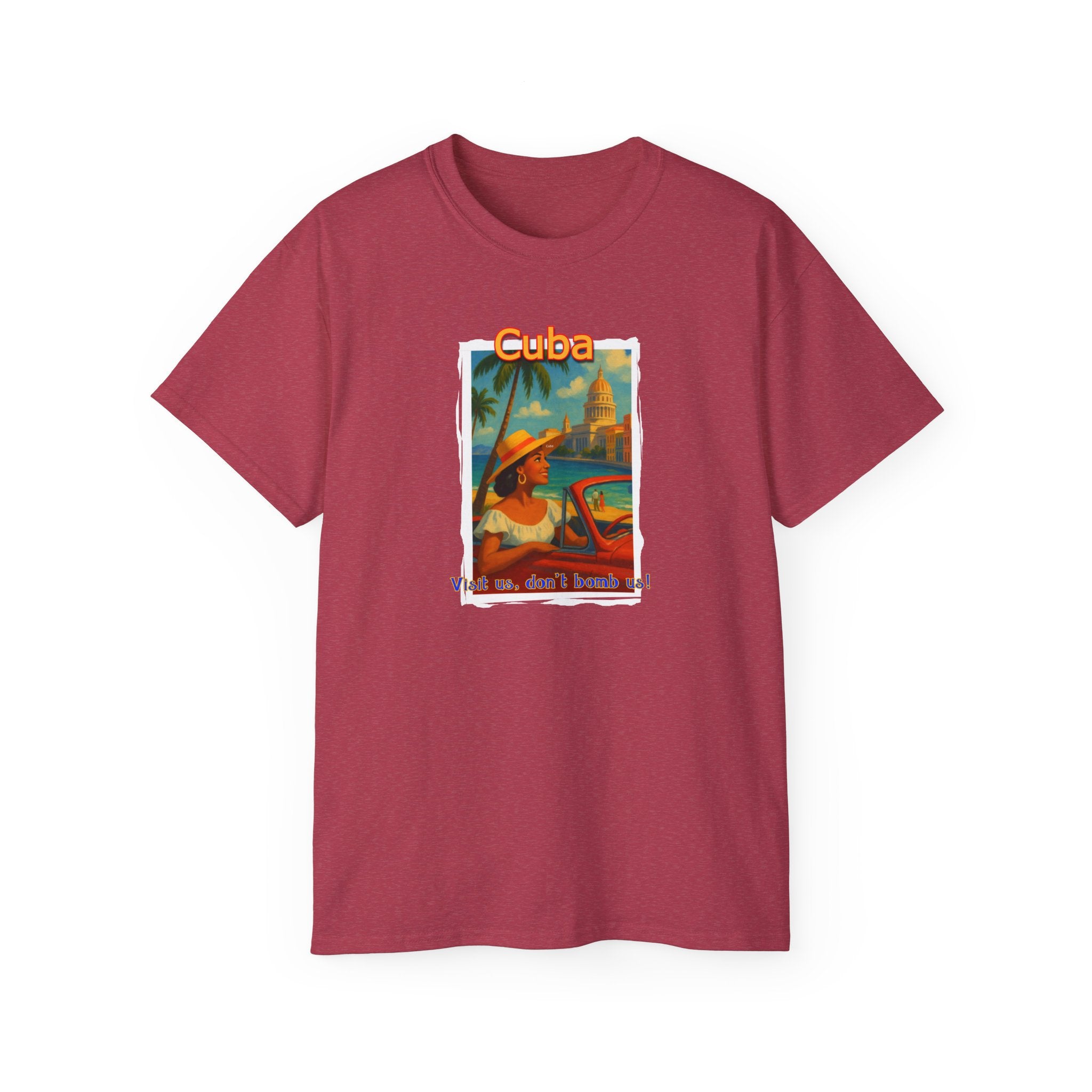 Mid weight cotton T shirt - "Cuba" Vintage Travel Poster Art print