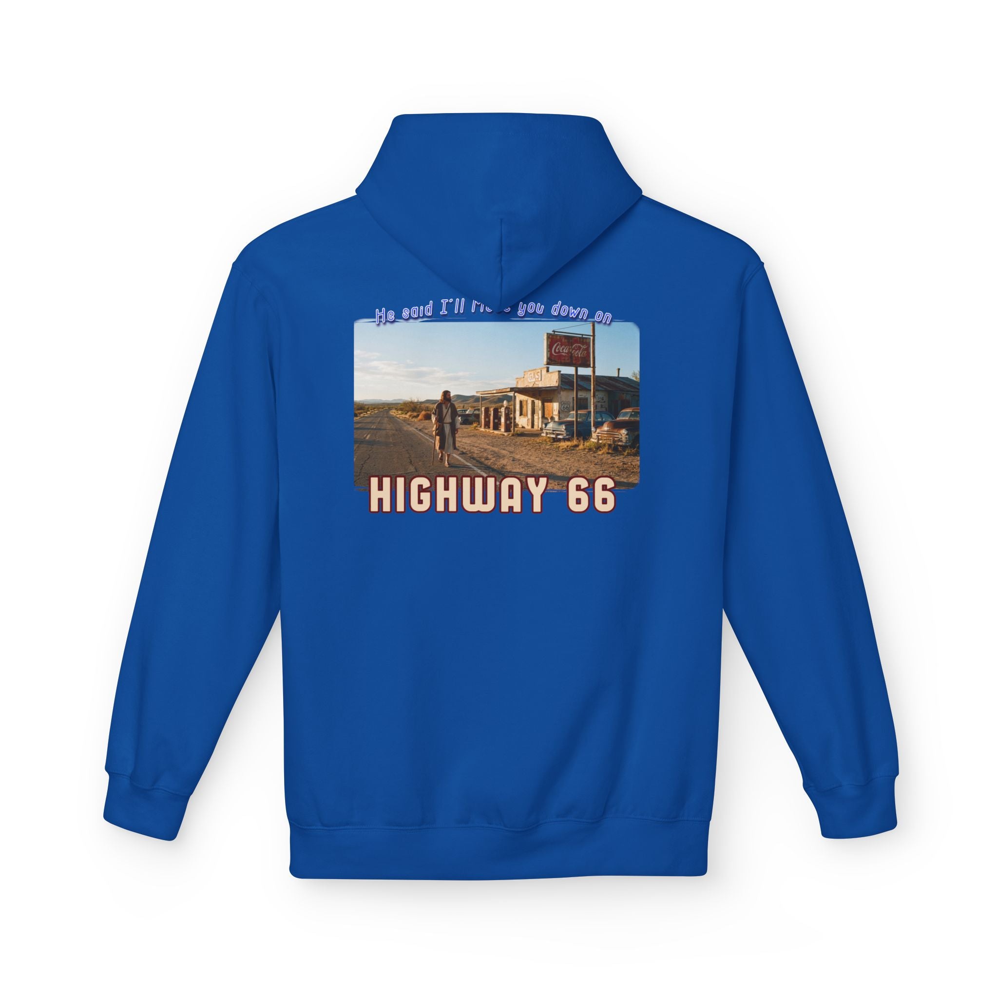 Hoodie — Vintage 'Highway 66' Road Trip on 80?20 cotton blend.