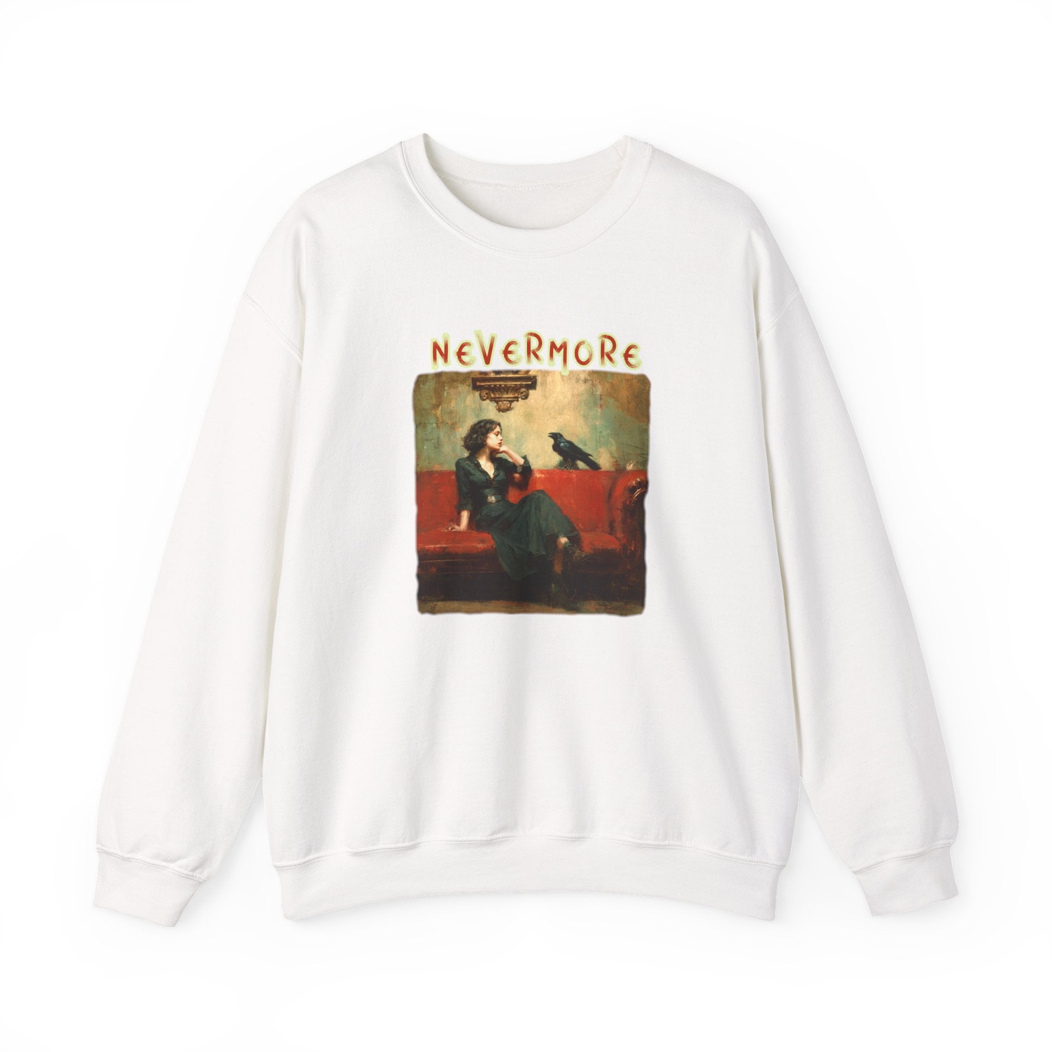 Crewneck Sweatshirt — 'Nevermore' Raven Poe Art Pullover