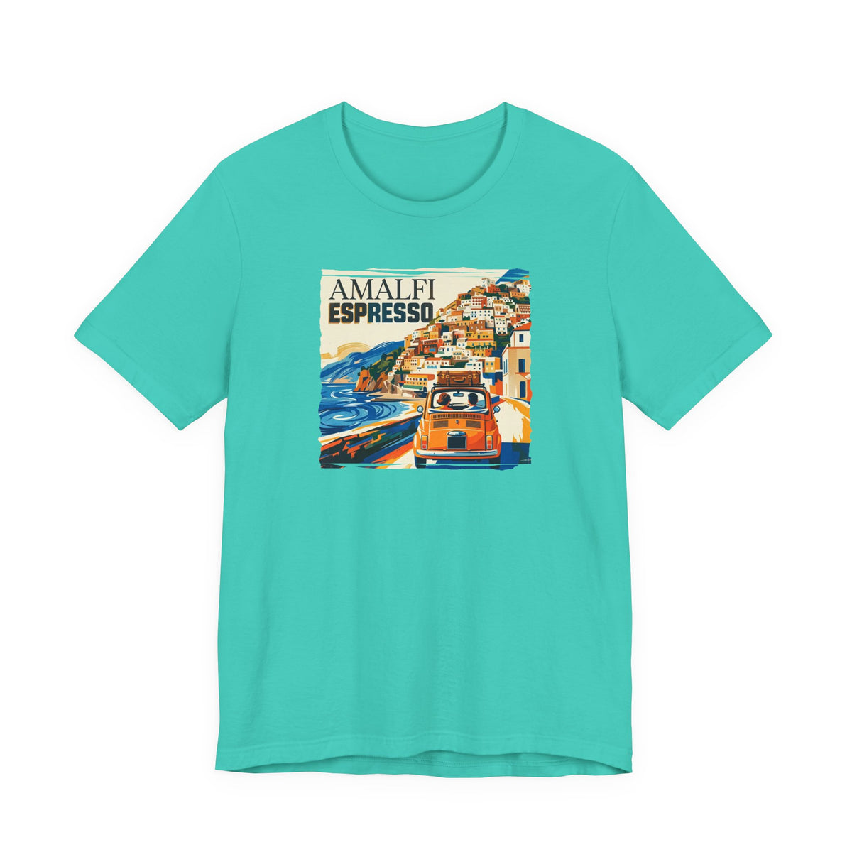 'Amalfi' pop poster Art print on Unisex 100 % cotton Jersey Short Sleeve unisex Tee