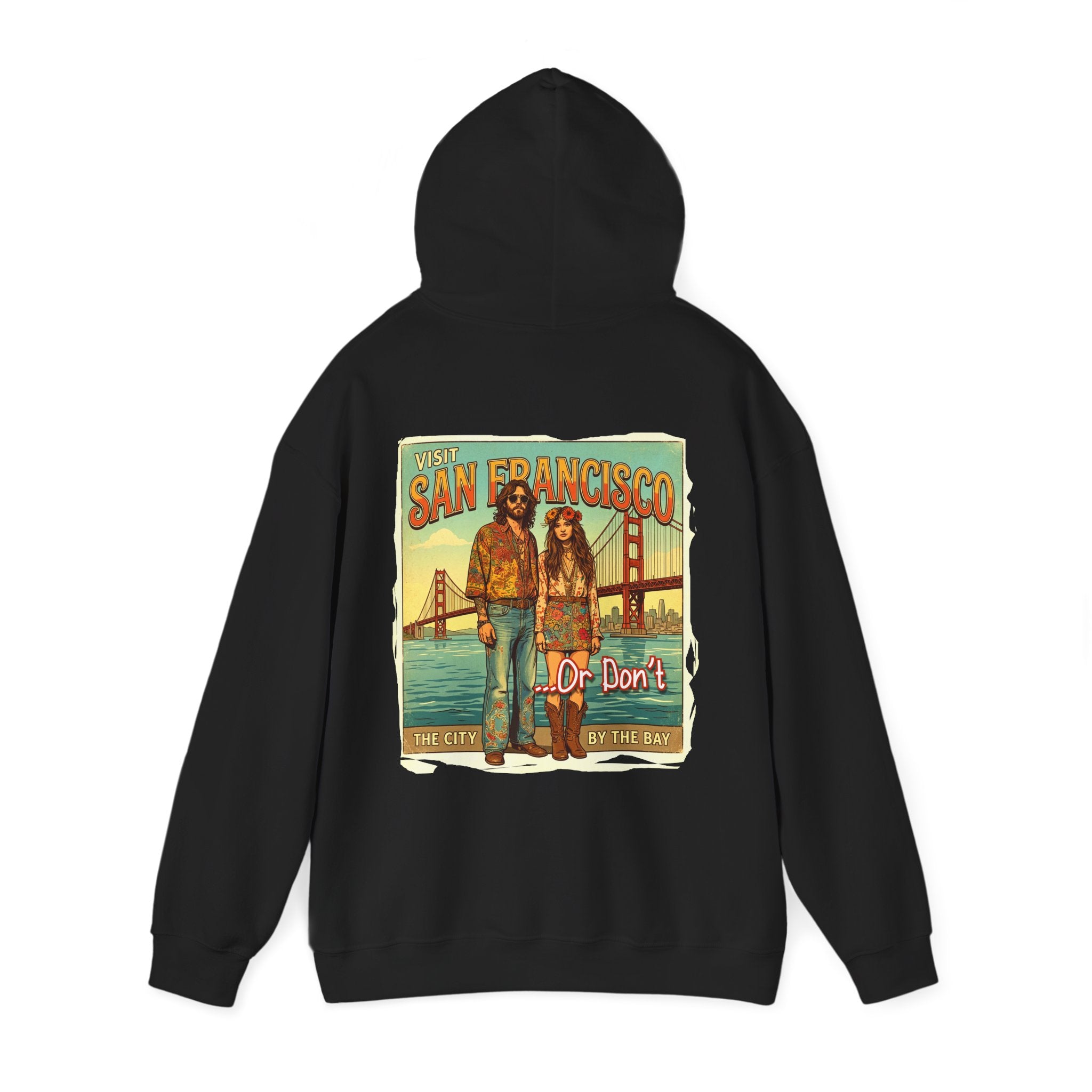 - 'Visit San Francisco' Retro Travel hoodie with Art print.