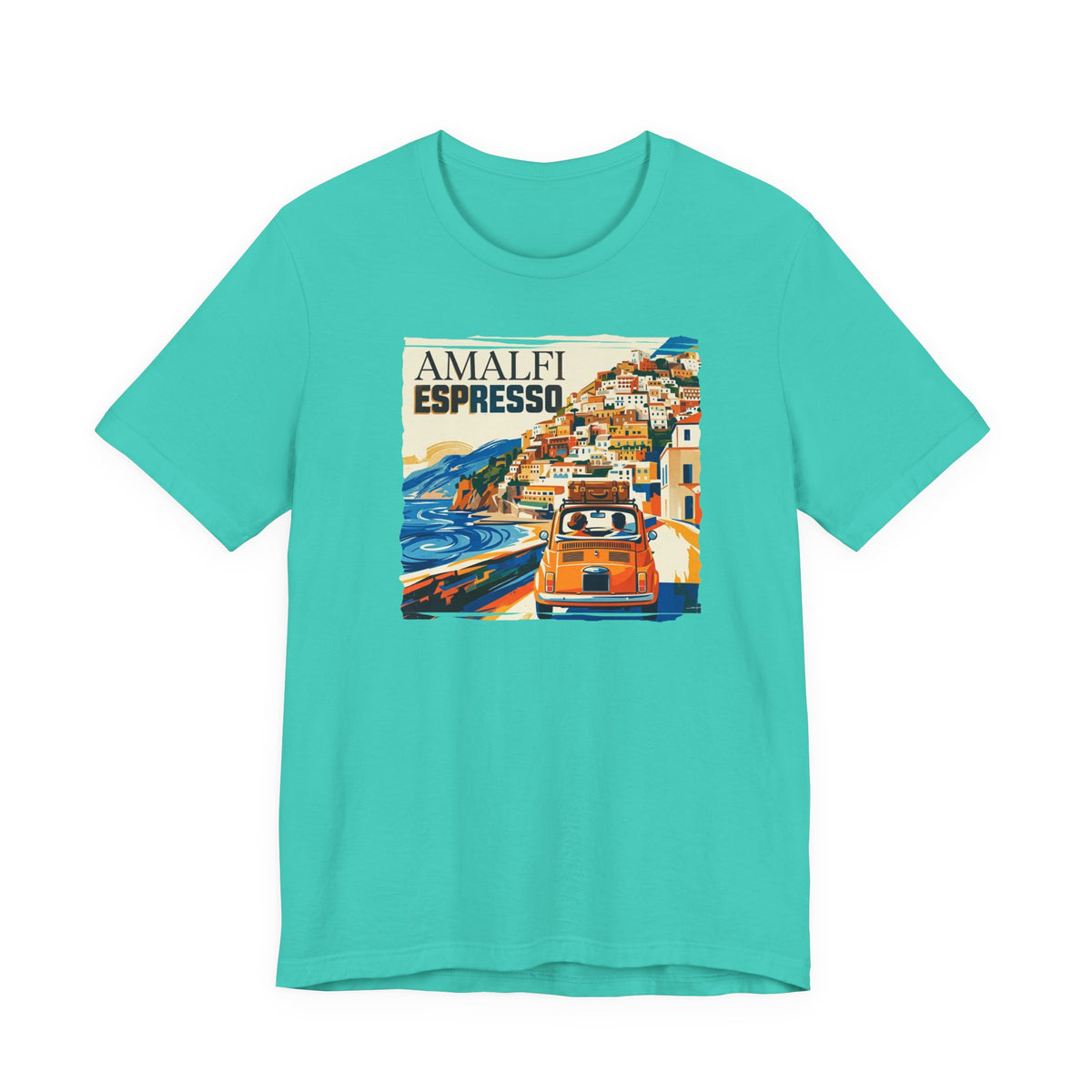 'Amalfi' pop poster Art print on Unisex 100 % cotton Jersey Short Sleeve unisex Tee