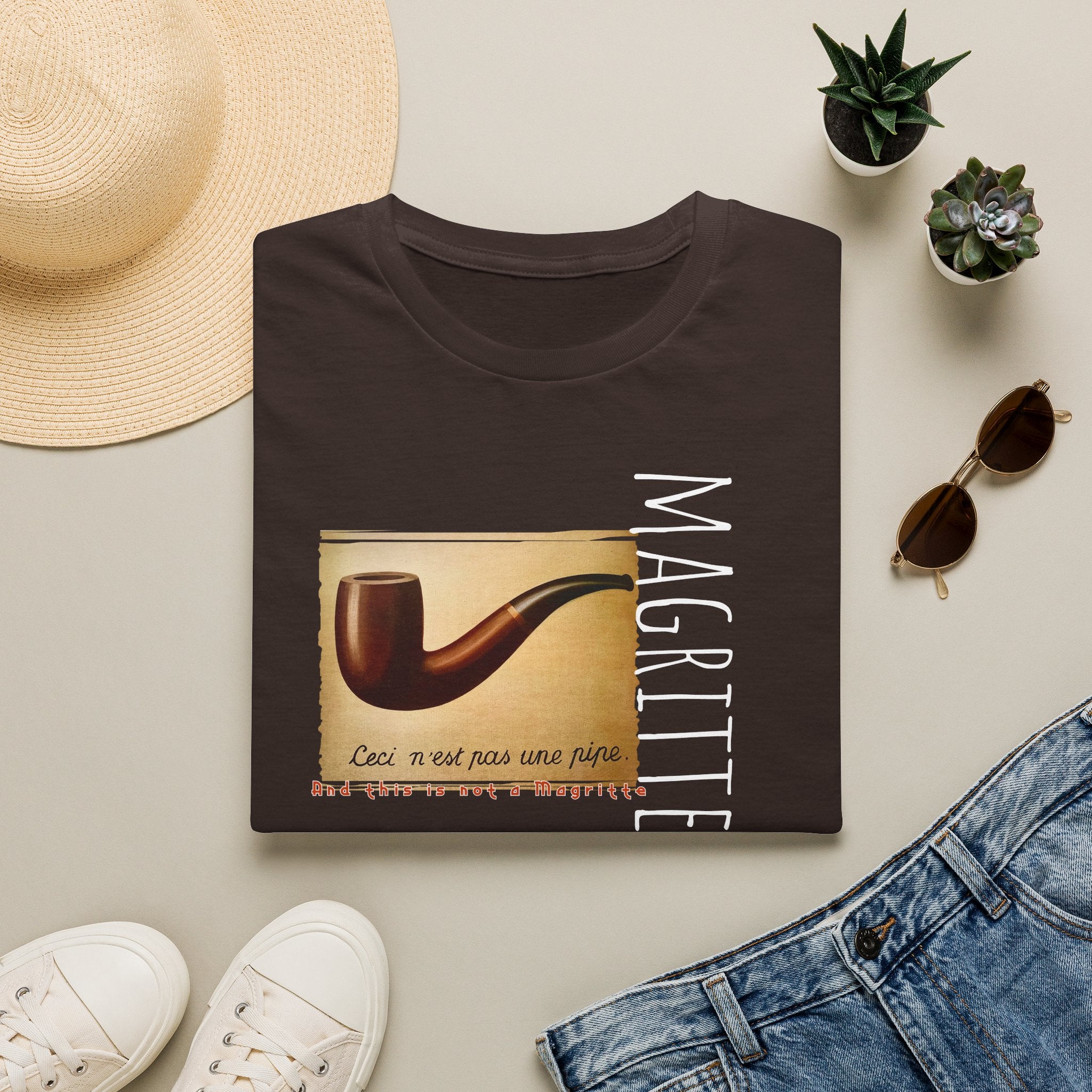 “This is not a Pipe” Surrealist style Art print by Rene Magritte on light weight cotton crew neck T shirt