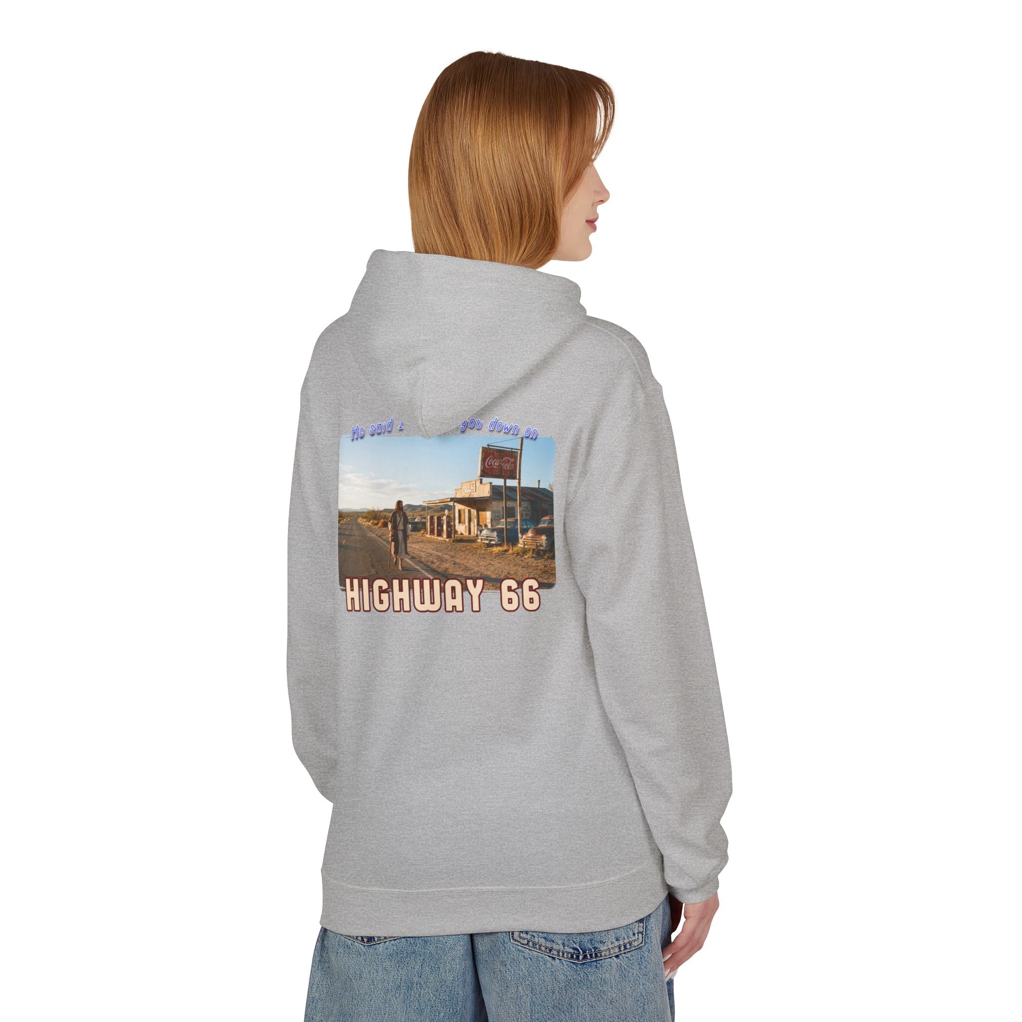 Hoodie — Vintage 'Highway 66' Road Trip on 80?20 cotton blend.