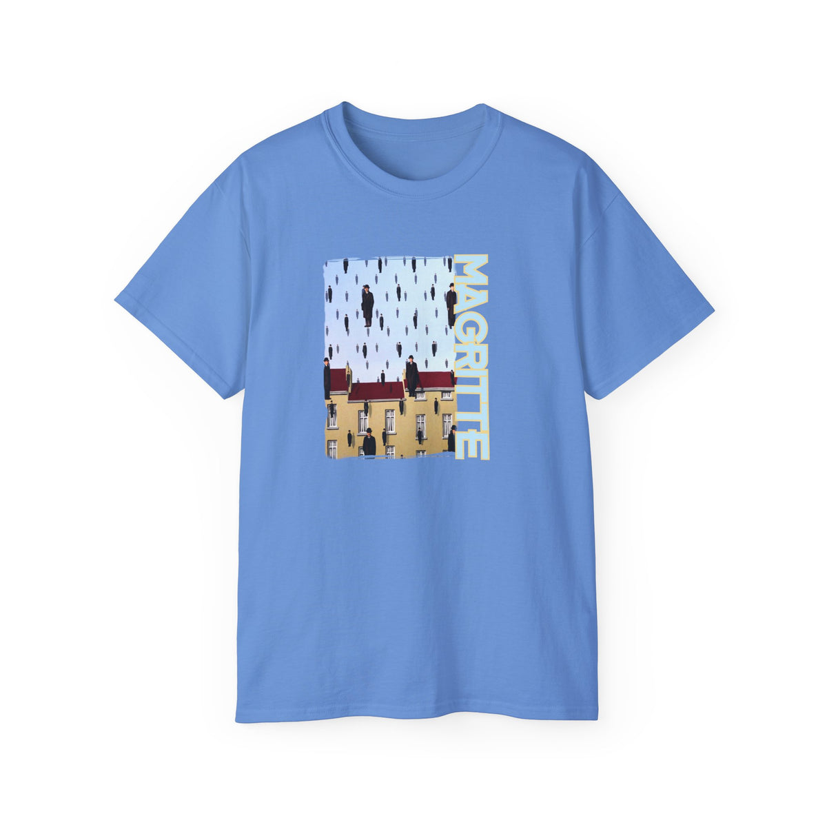 Magritte 'Golconda 1953'  Raining men. Surrealist Art print on  thicker feel soft cotton T shirt.
