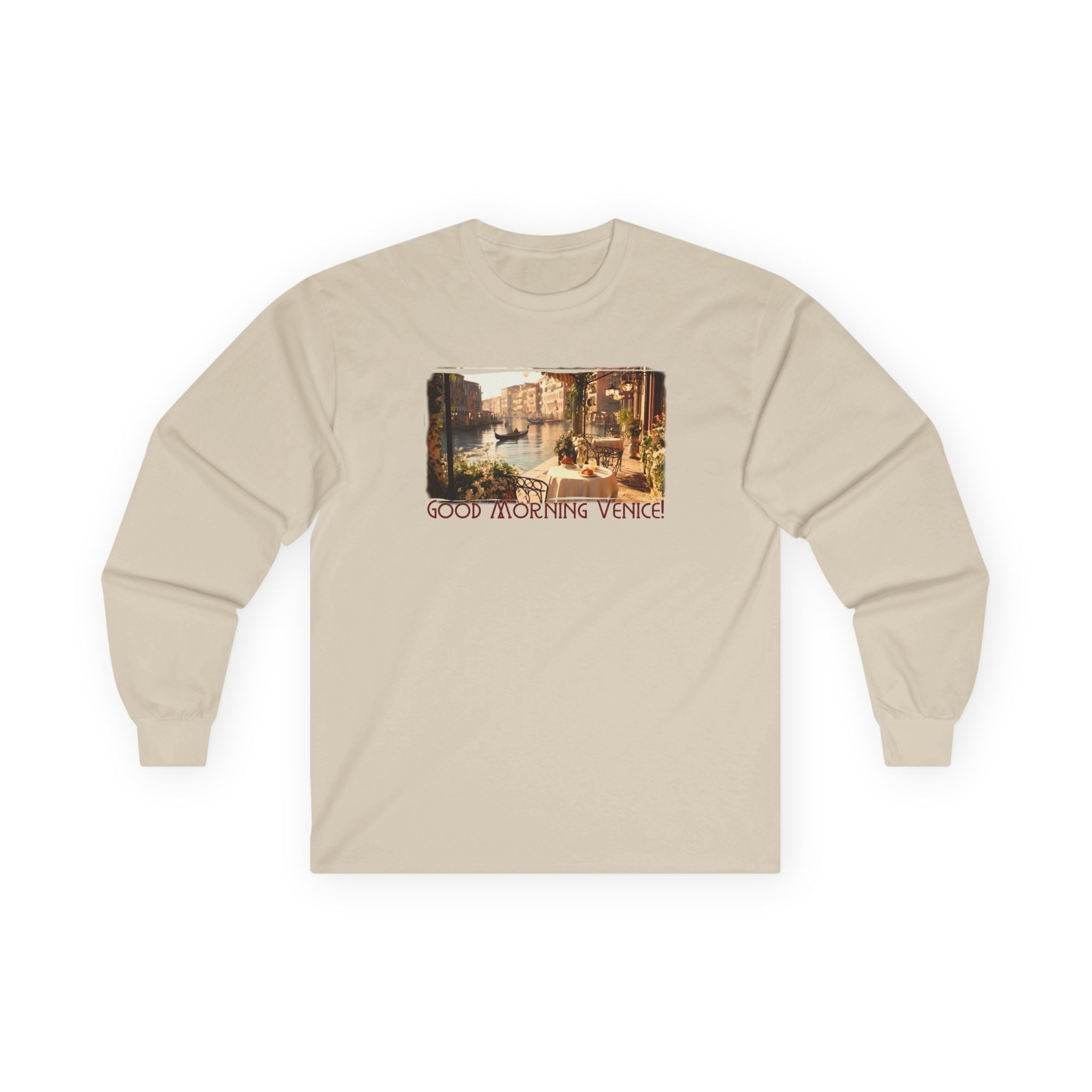 100% cotton Long Sleeve Tee — "Good Morning Venice" Vintage Art print