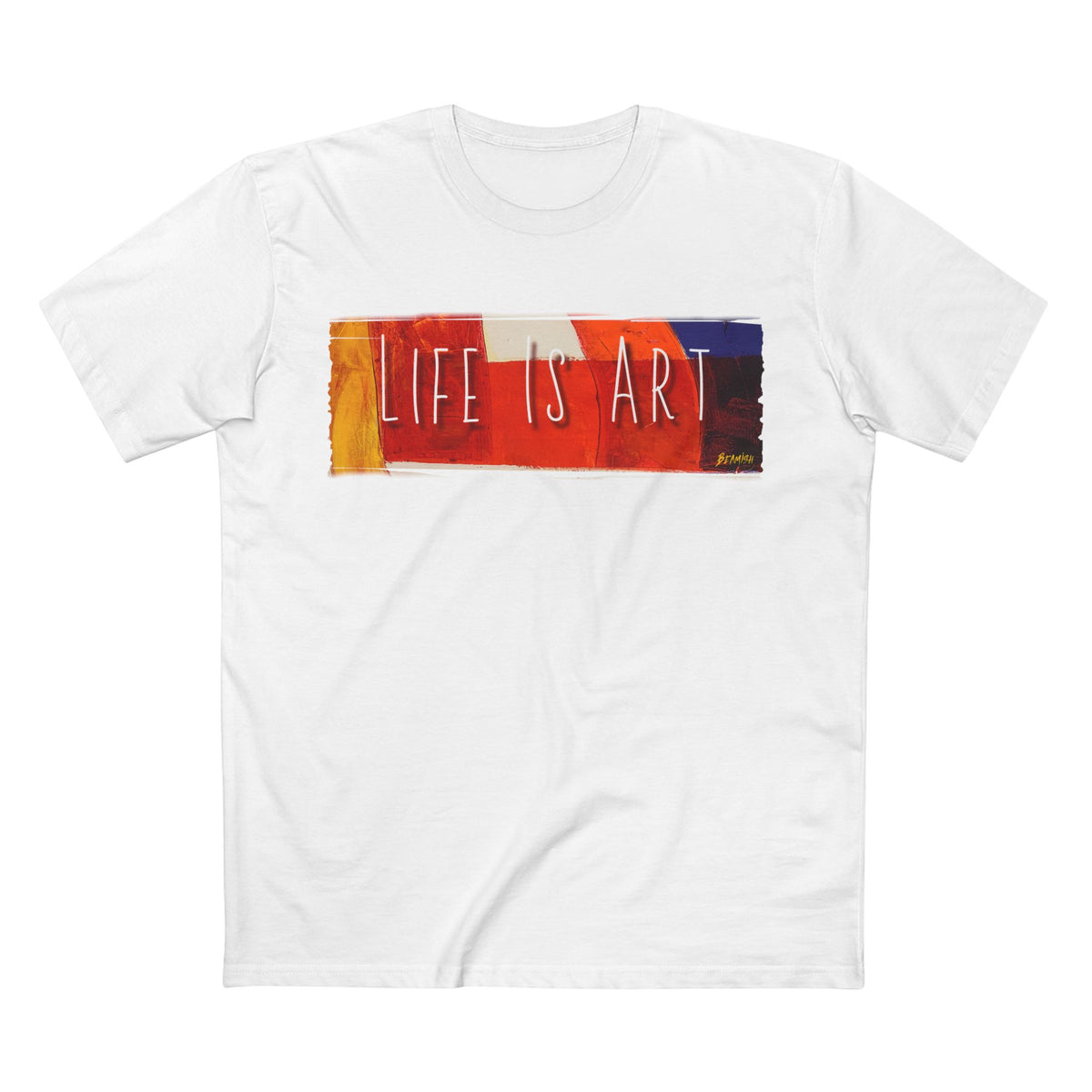 T-shirt en coton peigné prérétréci avec motif imprimé "La vie est un art".