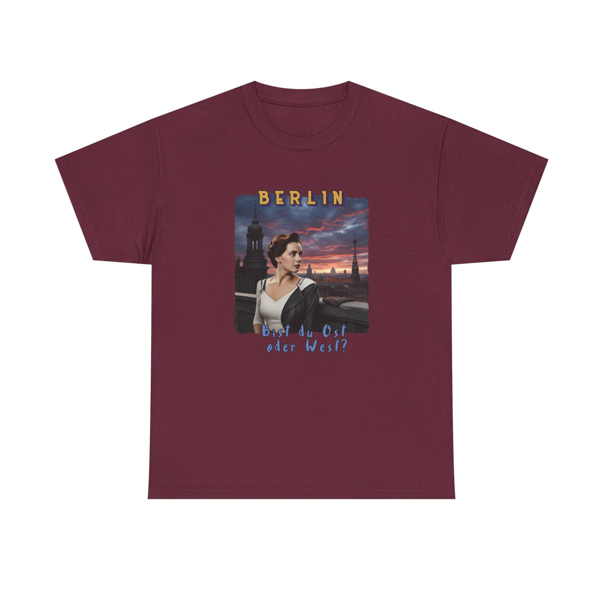 "BERLIN" Graphic Art print on Classic soft cotton tee. Remembering the Cold War and the fall of the Wall.