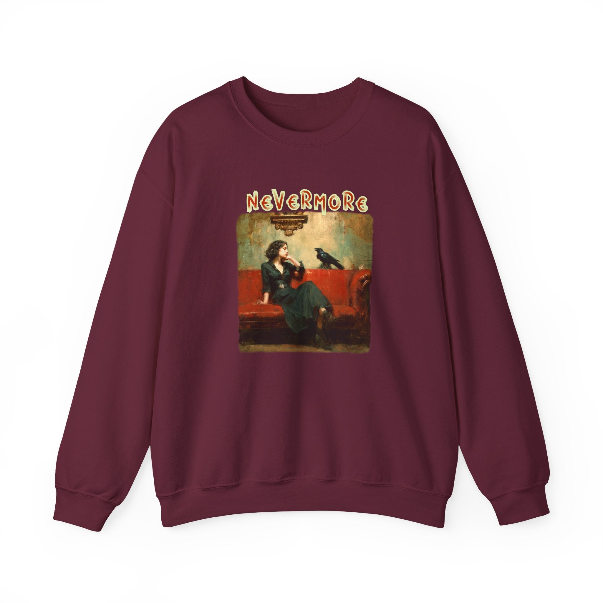 Crewneck Sweatshirt — 'Nevermore' Raven Poe Art Pullover