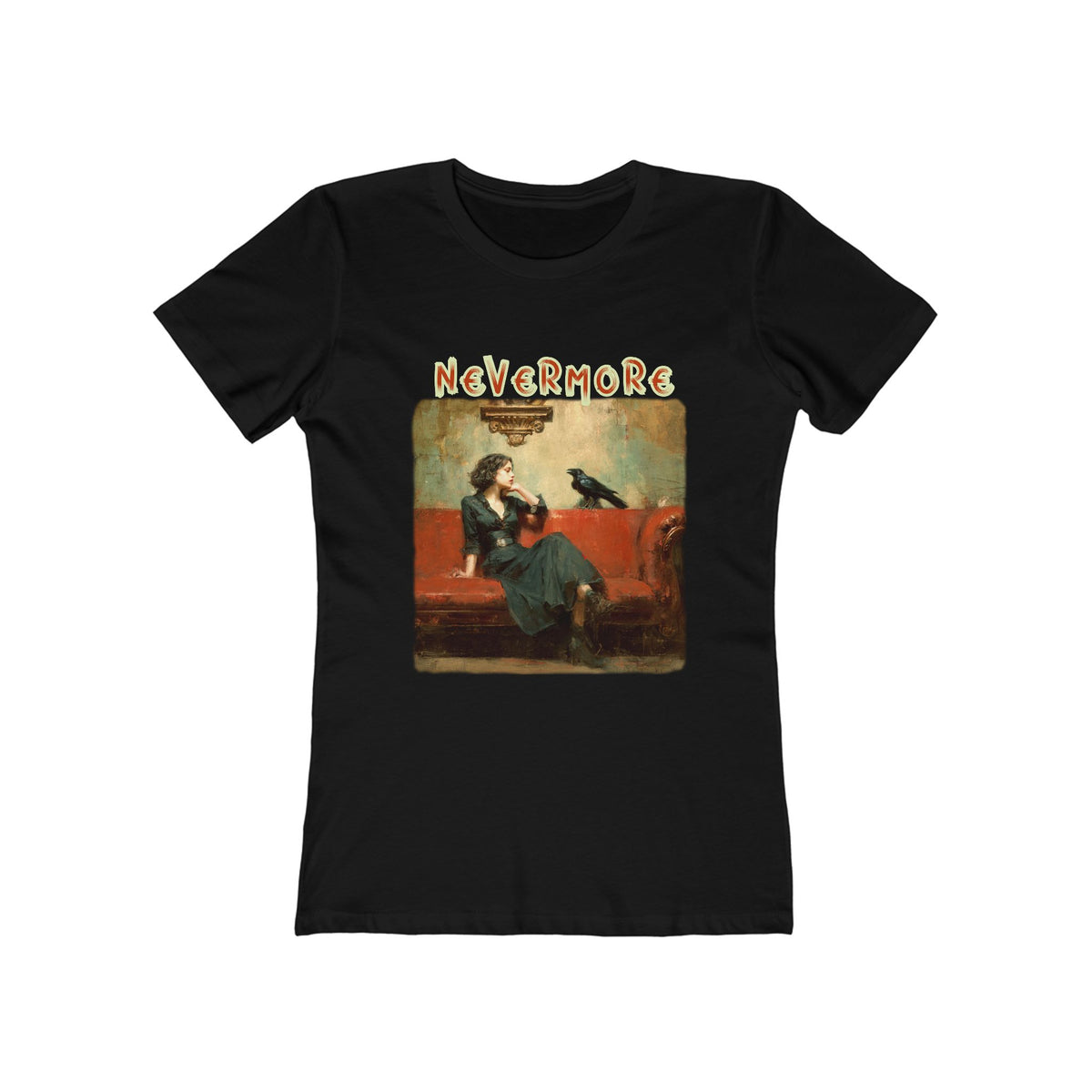 T-shirt en coton doux coupe slim avec impression « Nevermore » du corbeau !
