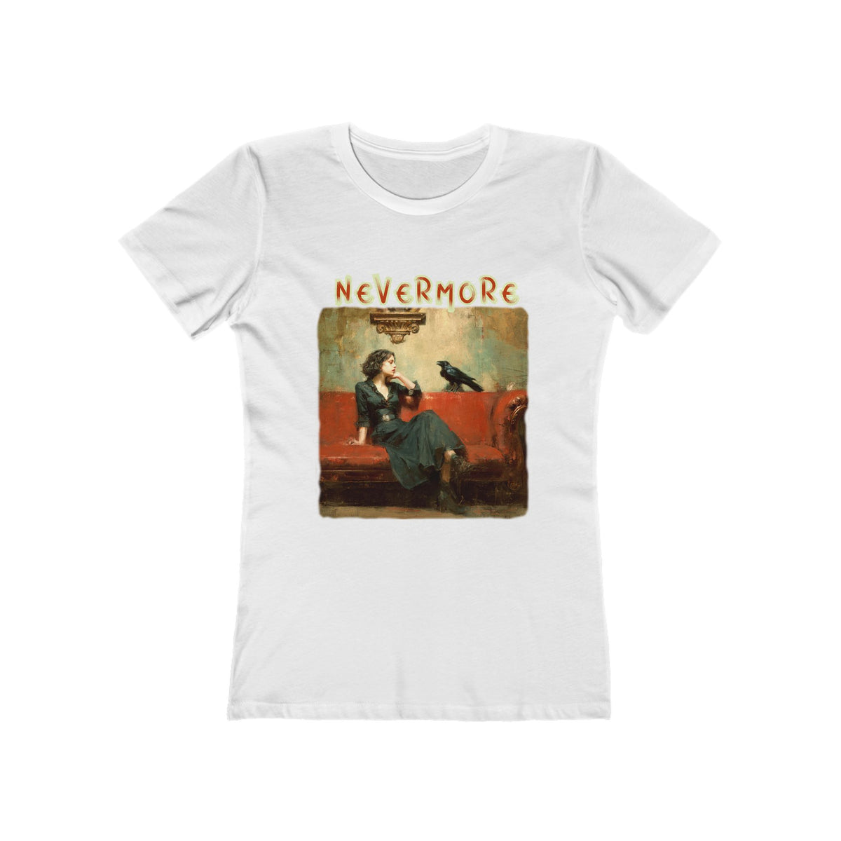T-shirt en coton doux coupe slim avec impression « Nevermore » du corbeau !